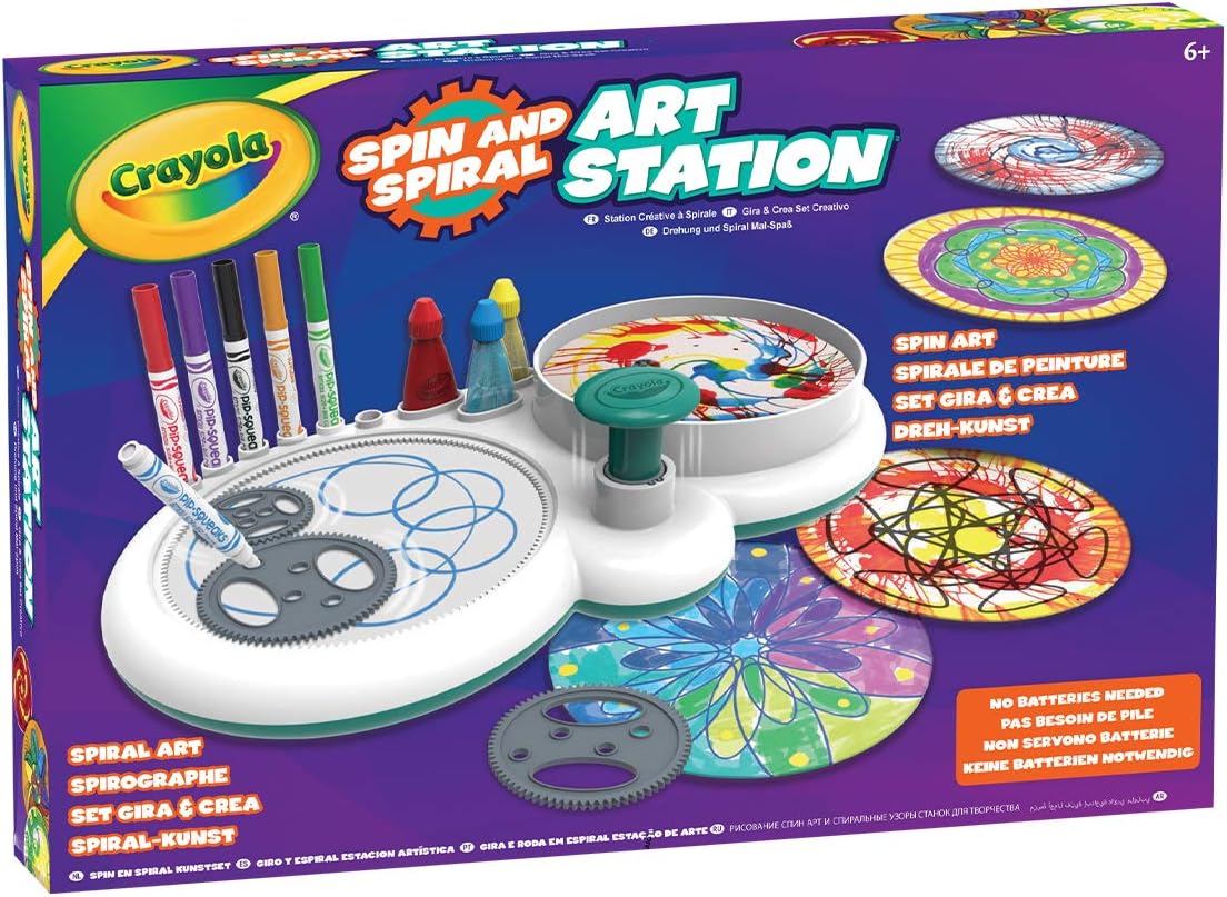 Crayola Spin and Spiral Art Station - 2-in-1 Creative Craft Kit for Kids Ages 6+