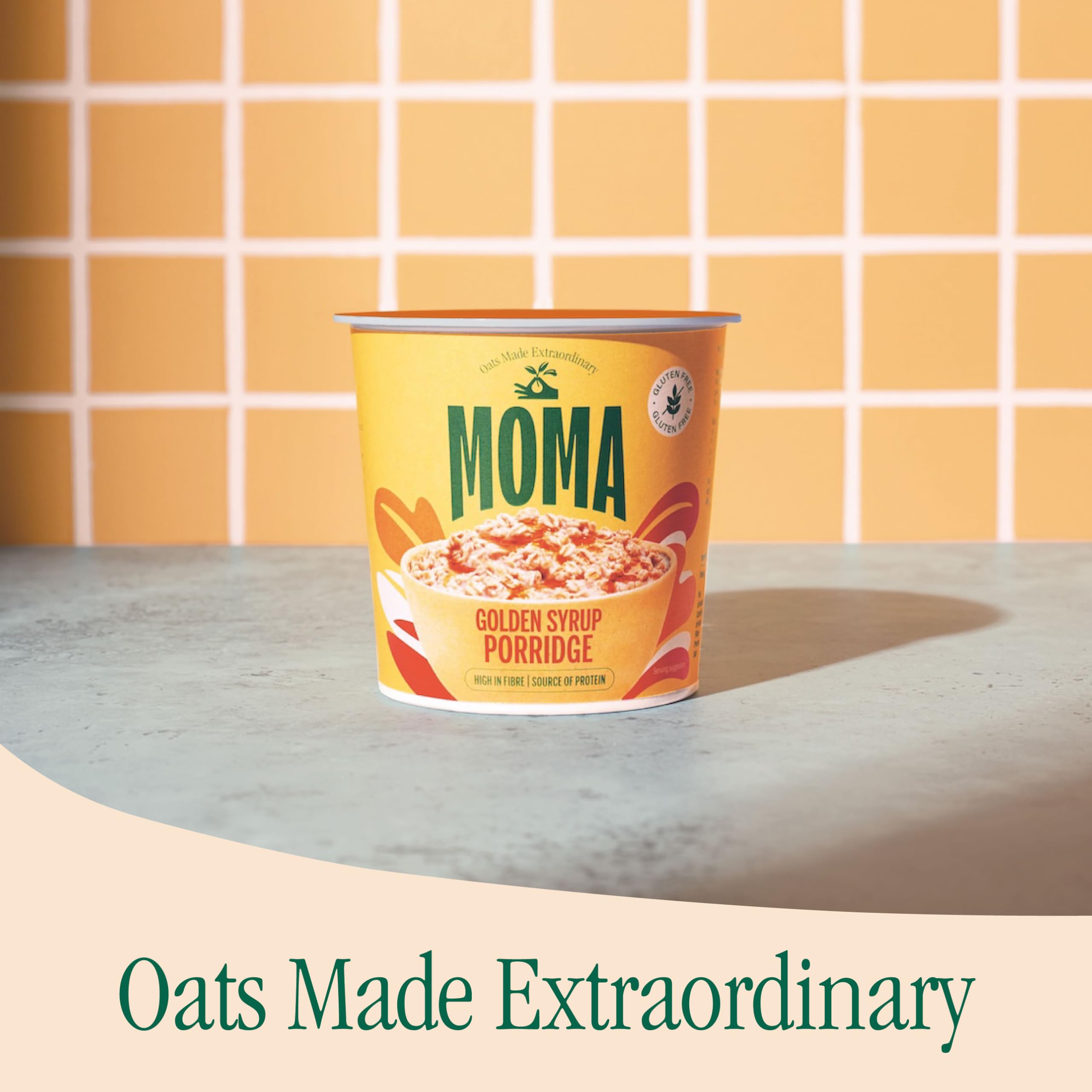 MOMA Instant Porridge Pots Golden Syrup - 12 x 70g - Gluten Free, High Fibre, Source of Protein