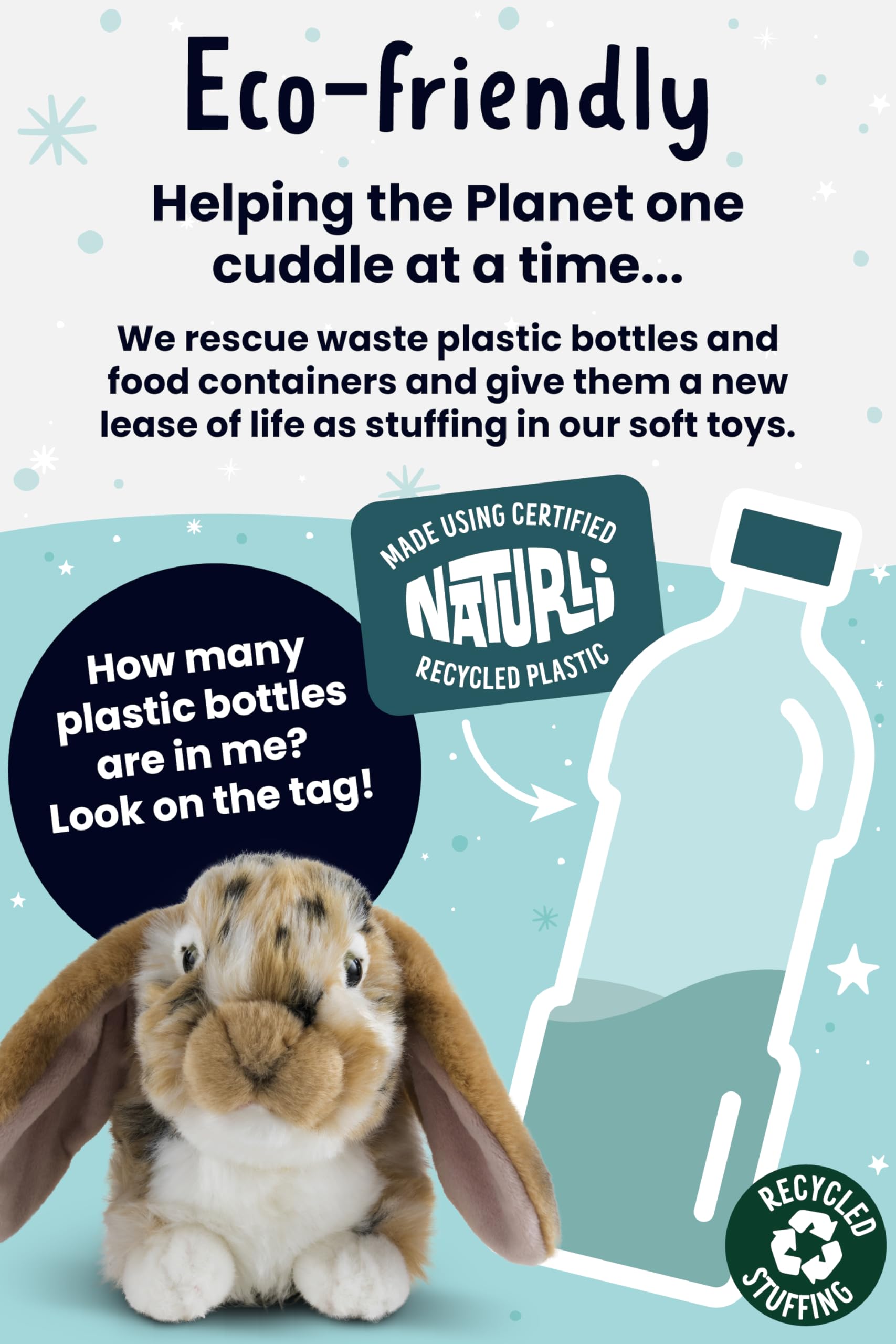 Living Nature Brown Dutch Lop Eared Rabbit Plush Toy - 26 cm Eco-Friendly Stuffed Animal 3