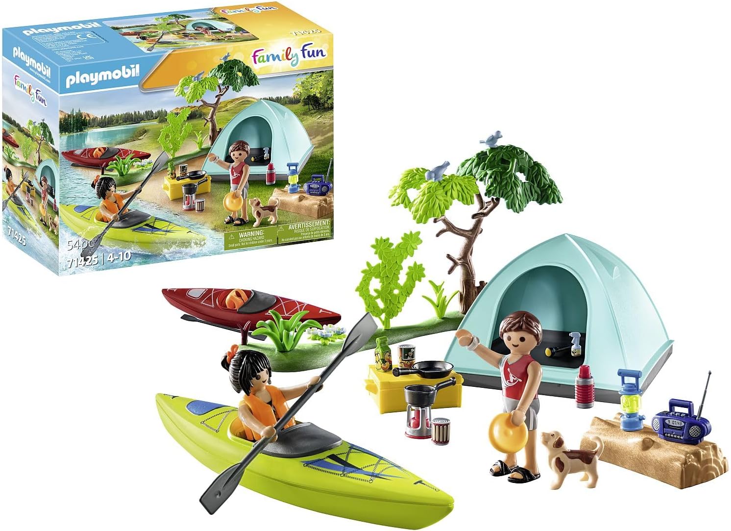 Playmobil 71425 Family Fun Campsite with Campfire - Outdoor Adventure Playset for Kids 4+