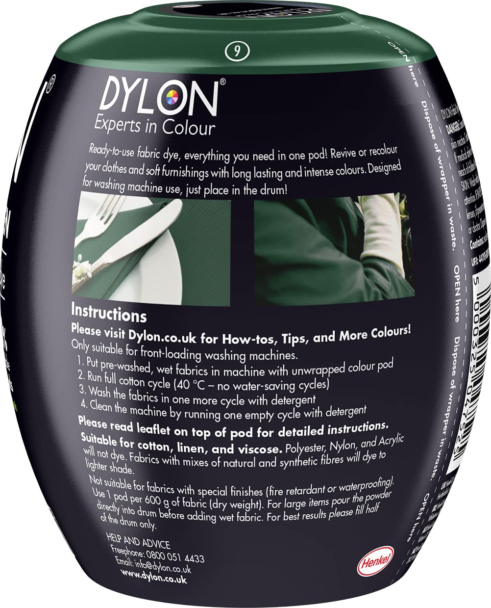 Dylon Washing Machine Fabric Dye Pod - Forest Green, 350g 3