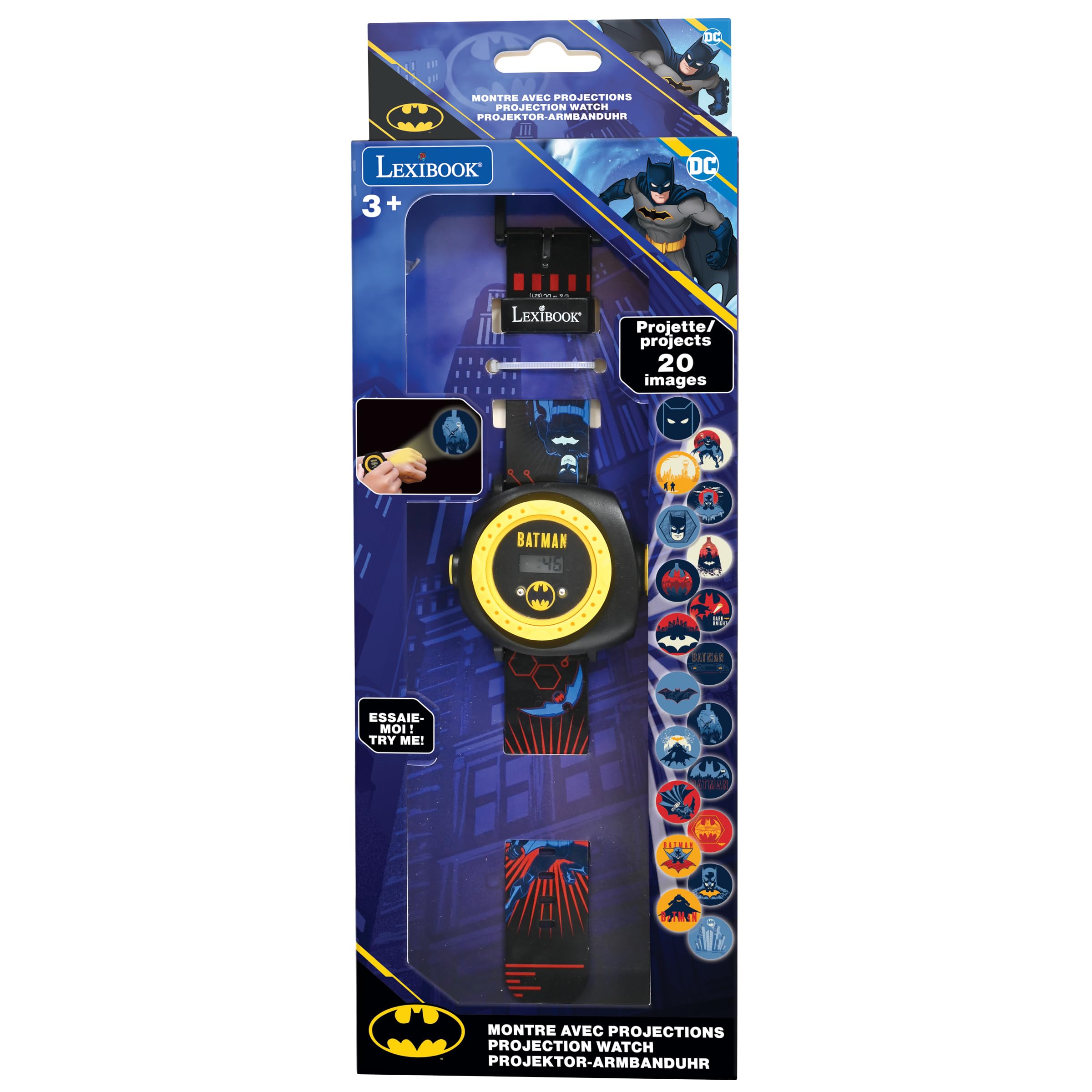 LEXIBOOK Batman Projection Watch - Digital Display | 20 Images | Ages 3+ | Black/Yellow 8