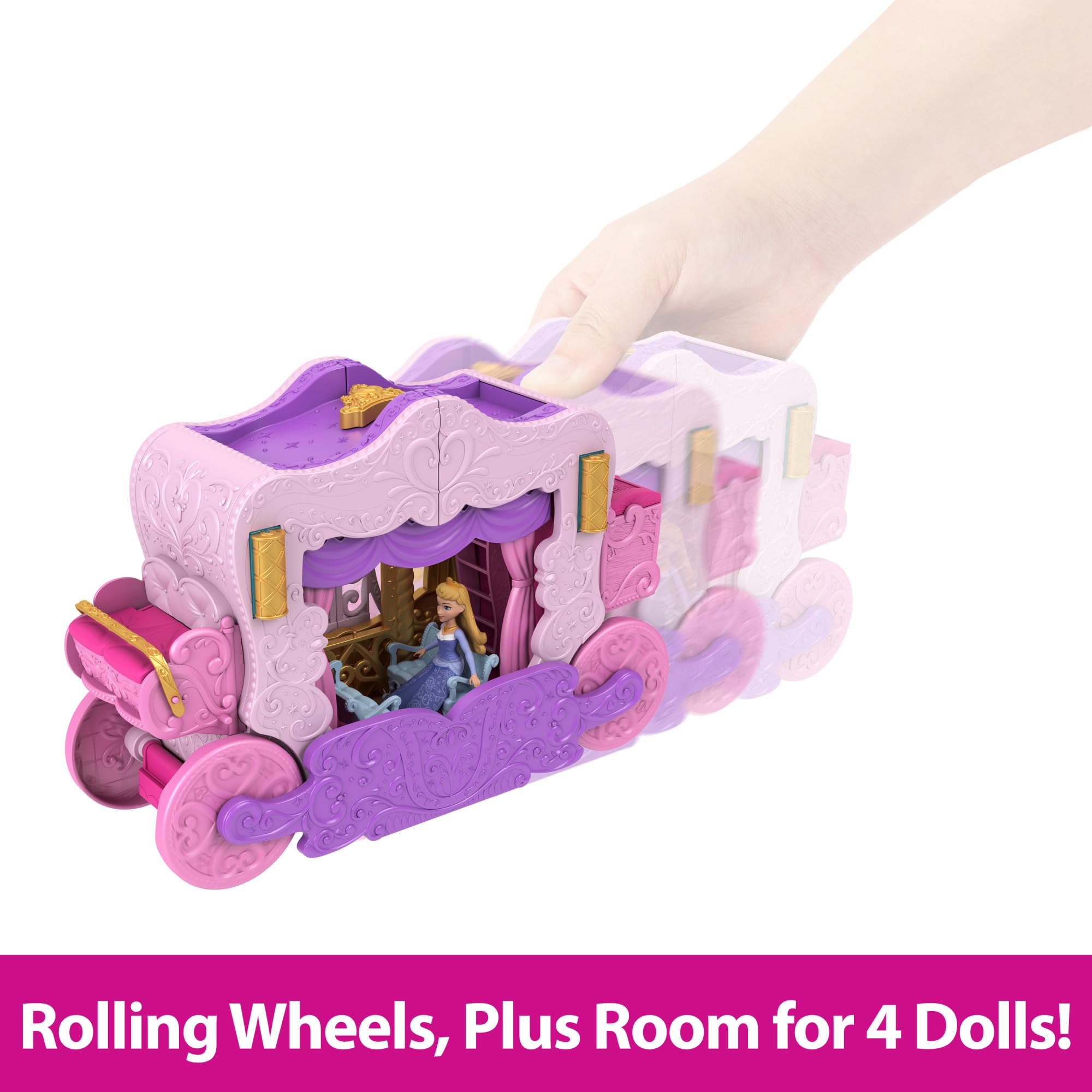 Disney Princess Carriage to Castle Transforming Playset with Aurora Doll - 3 Levels, 6 Play Areas, 18-Piece Set