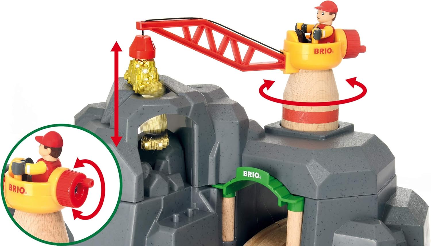 BRIO Crane and Mountain Tunnel Train Set with Sound Features for Kids 12