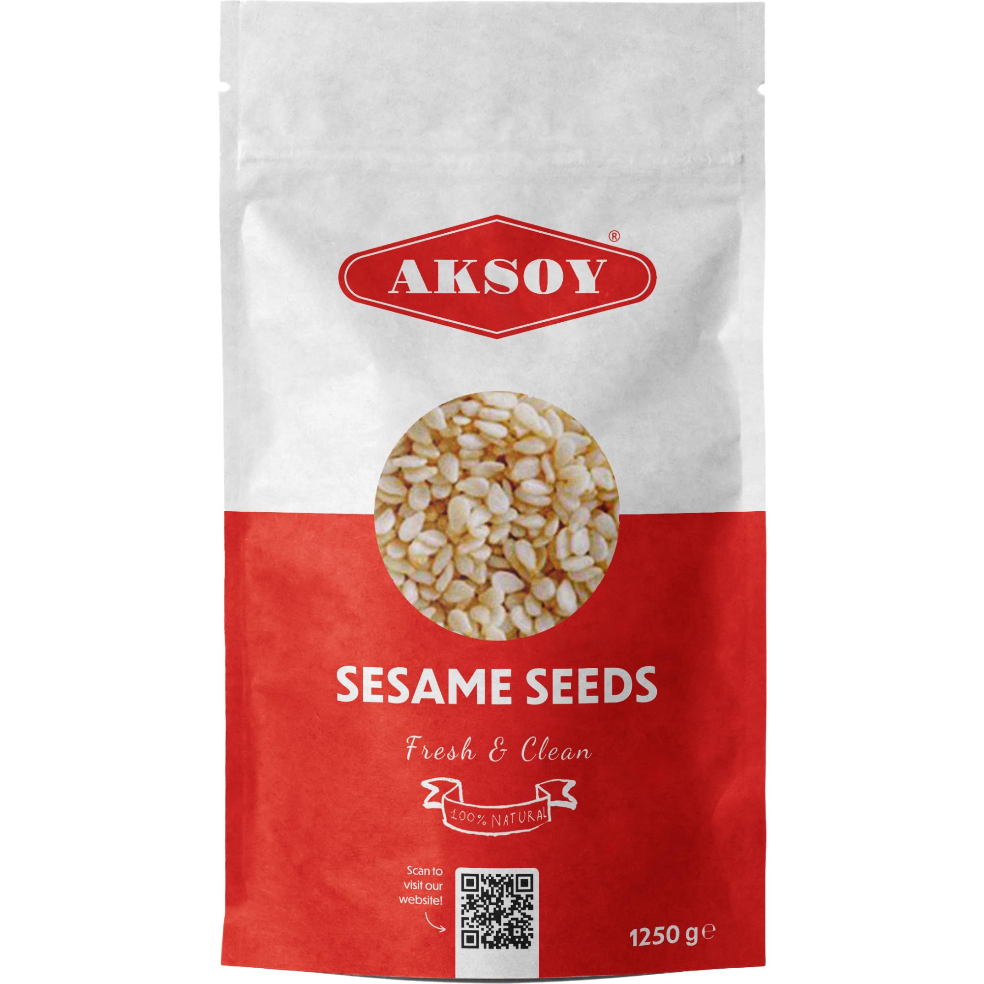 AKSOY Hulled Sesame Seeds - 100% Natural, Non-GMO, Fresh | 1250g