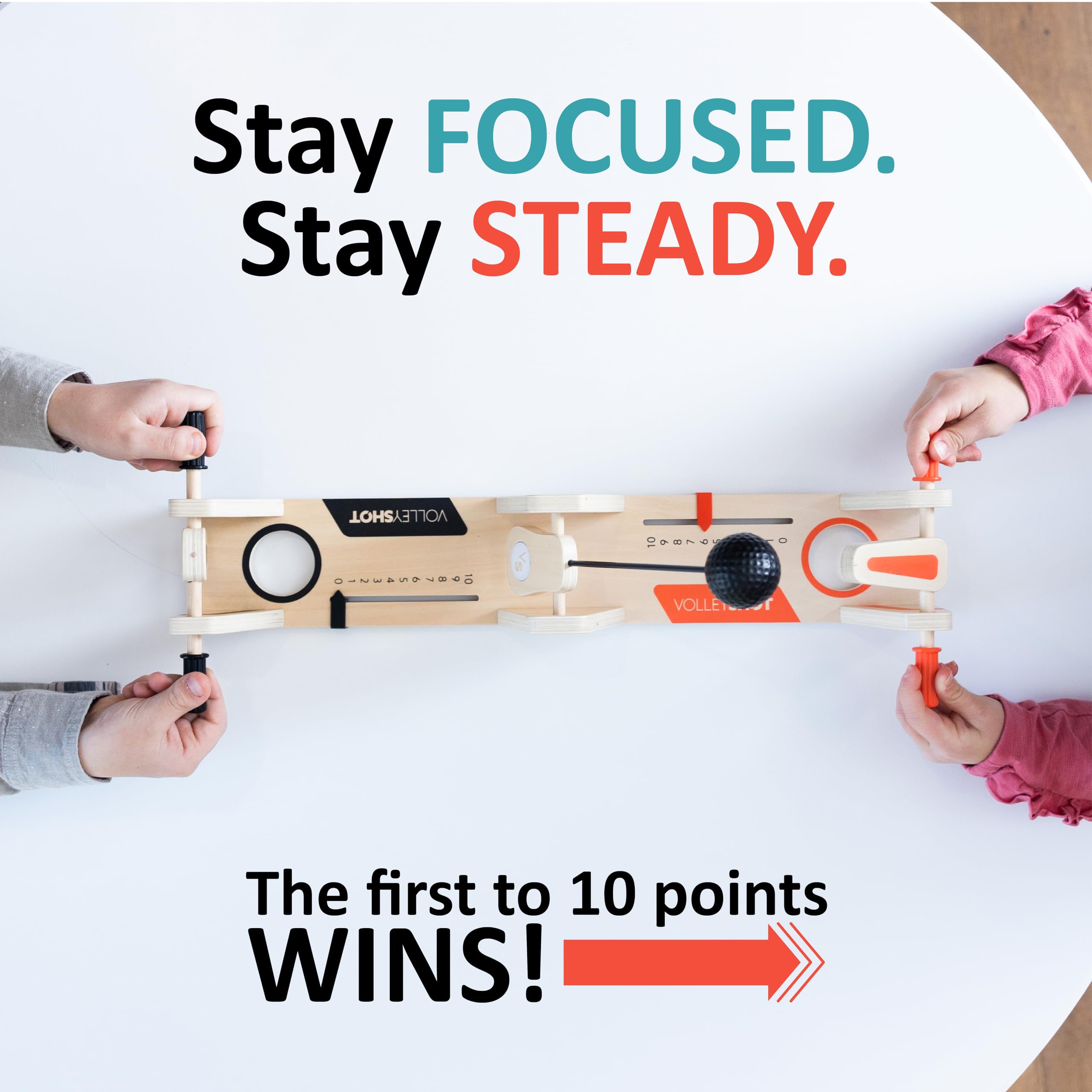 Fat Brain Toys VolleyShot Back and Forth Paddle Ball Table Top Game 3