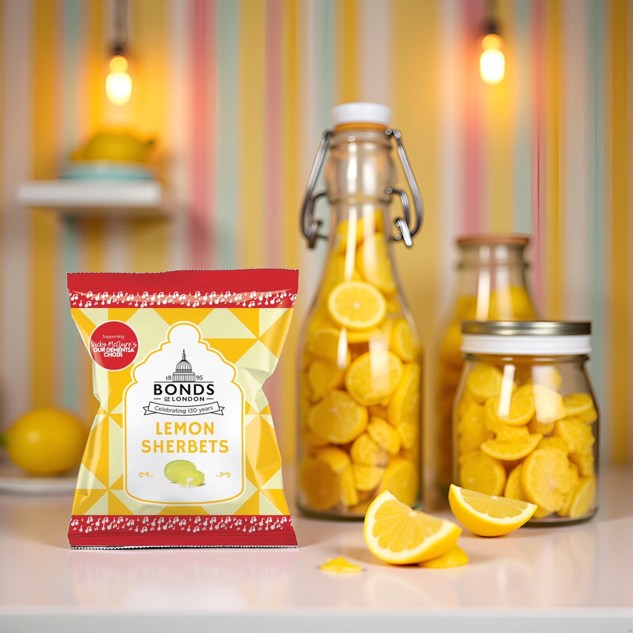 Bonds of London Lemon Sherbets 120g (Pack of 12) Retro Vegetarian Hard Sweets 6