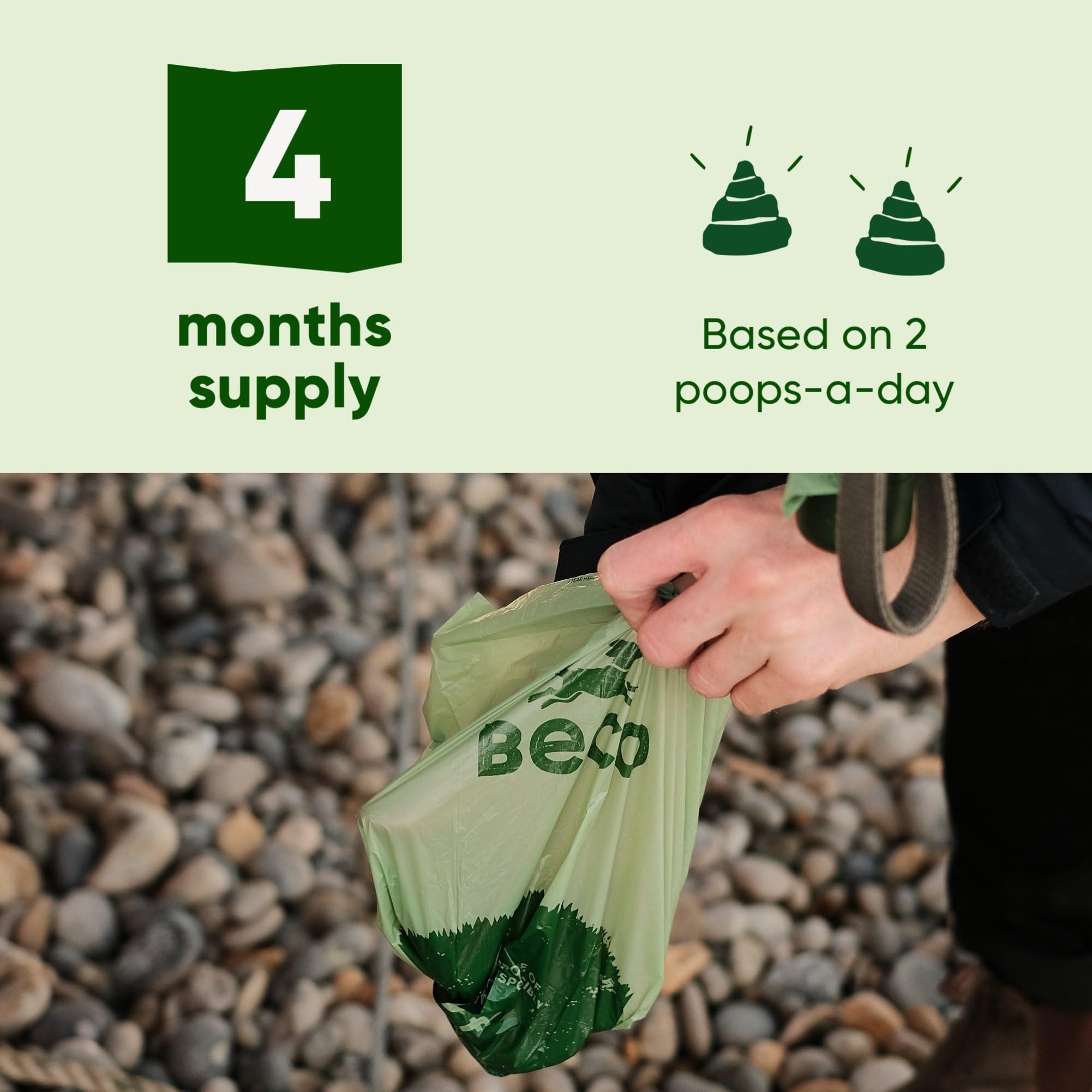 Beco Strong & Large Poop Bags - 270 Bags (18 Rolls) - Unscented | Leakproof | Recycled Material 8