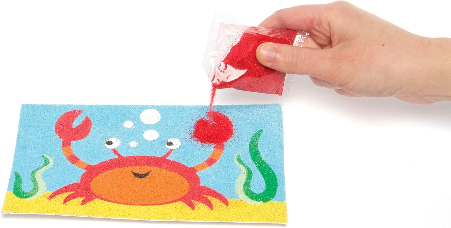 Baker Ross Mini Bags of Glitter Sand (Pack of 12) for Kids Arts and Crafts