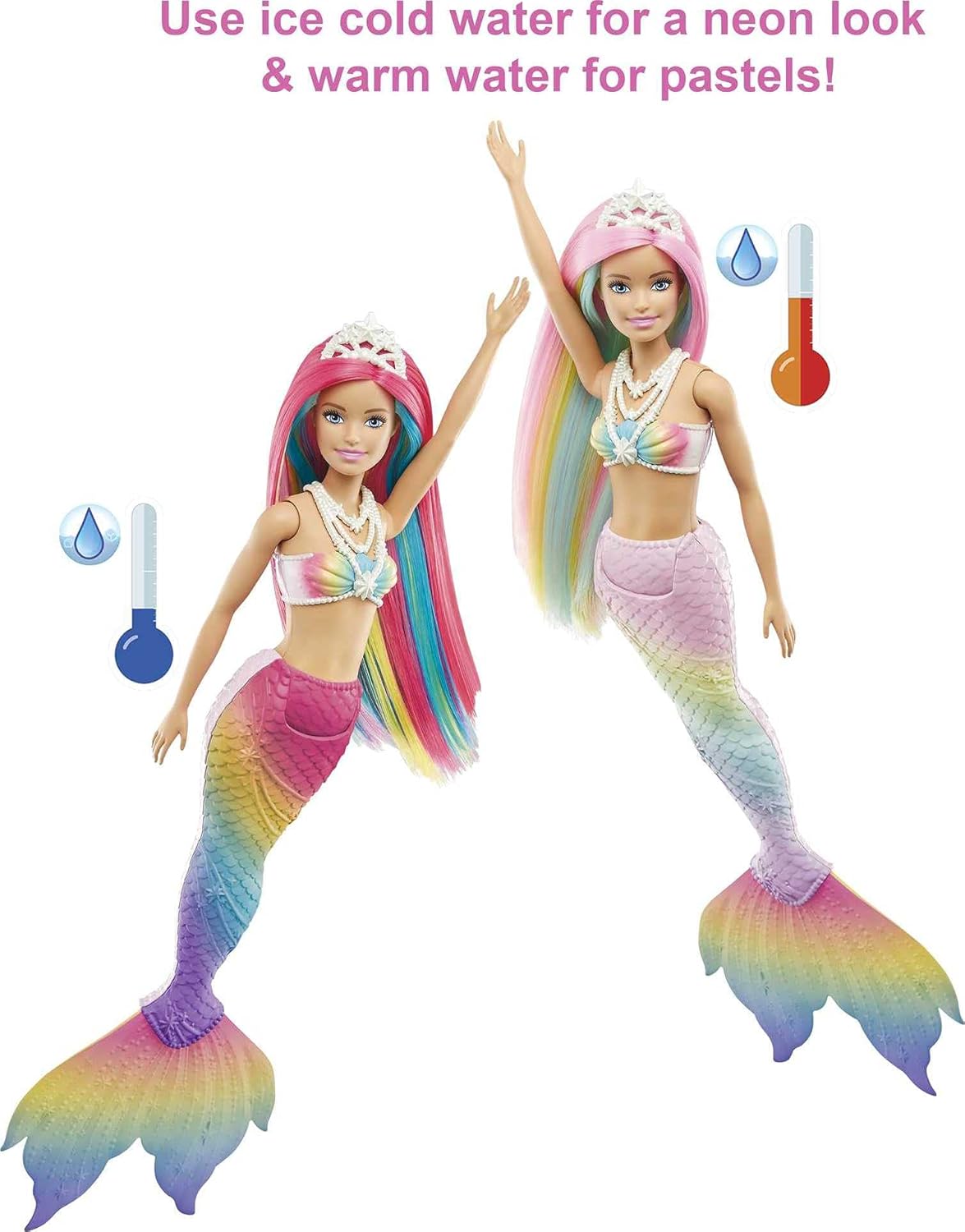 Barbie Dreamtopia Rainbow Magic Mermaid Doll - Water-Activated Color Change Feature, Ages 3 to 7 4