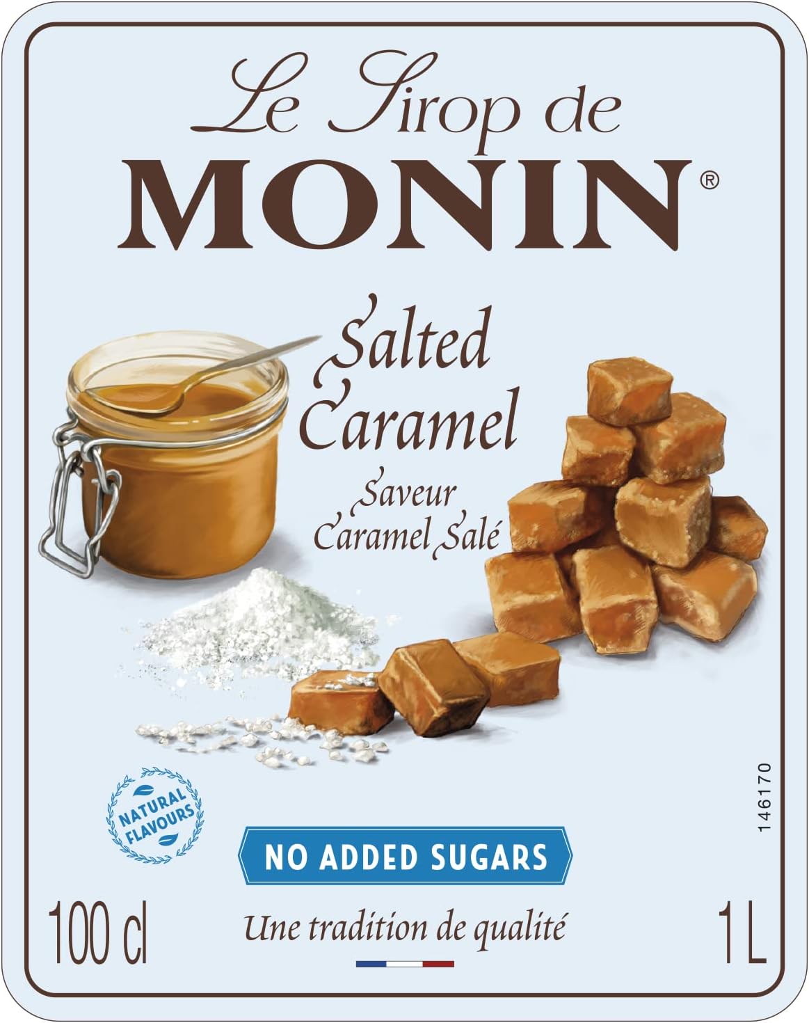 Monin Salted Caramel Sirup ohne Zuckerzusatz, 1 l – Getränkearoma für Kaffee, Cocktails und Frappés 4