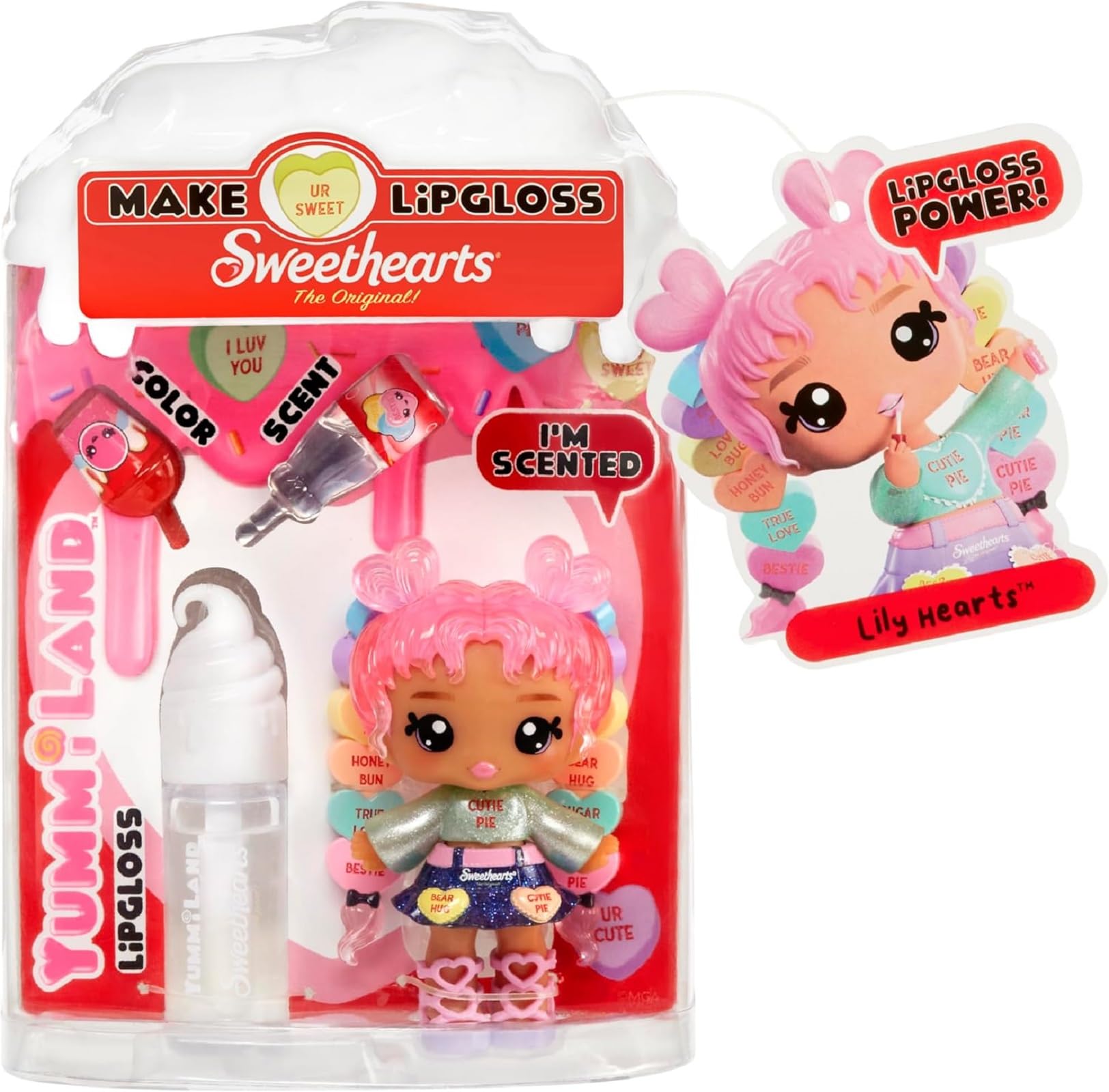 Yummiland x Sweethearts Lip Gloss Doll - Lily Hearts - DIY Lip Gloss Kit & Customizable Fashion Doll for Kids Ages 4+