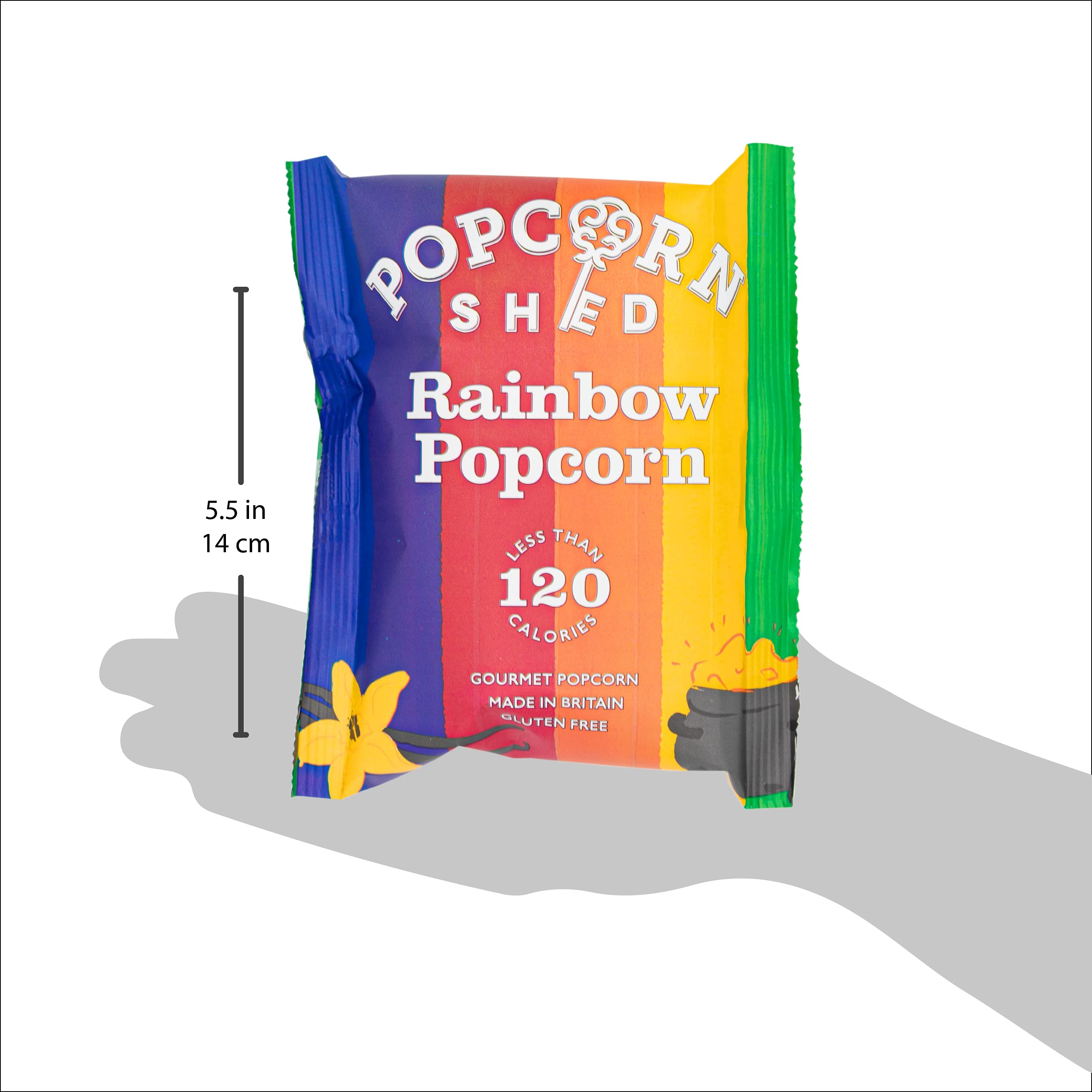 Popcorn Shed Rainbow Gourmet Popcorn Snack Pack - Vanilla Caramel Multicoloured Popcorn, Gluten Free, 24g