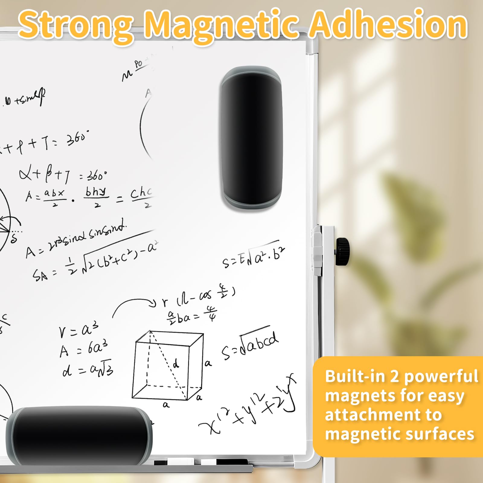 MOXYOY Magnetic Whiteboard Eraser - Strong Hold, Durable Fiber Cleaning | 2 Pack, Black 5