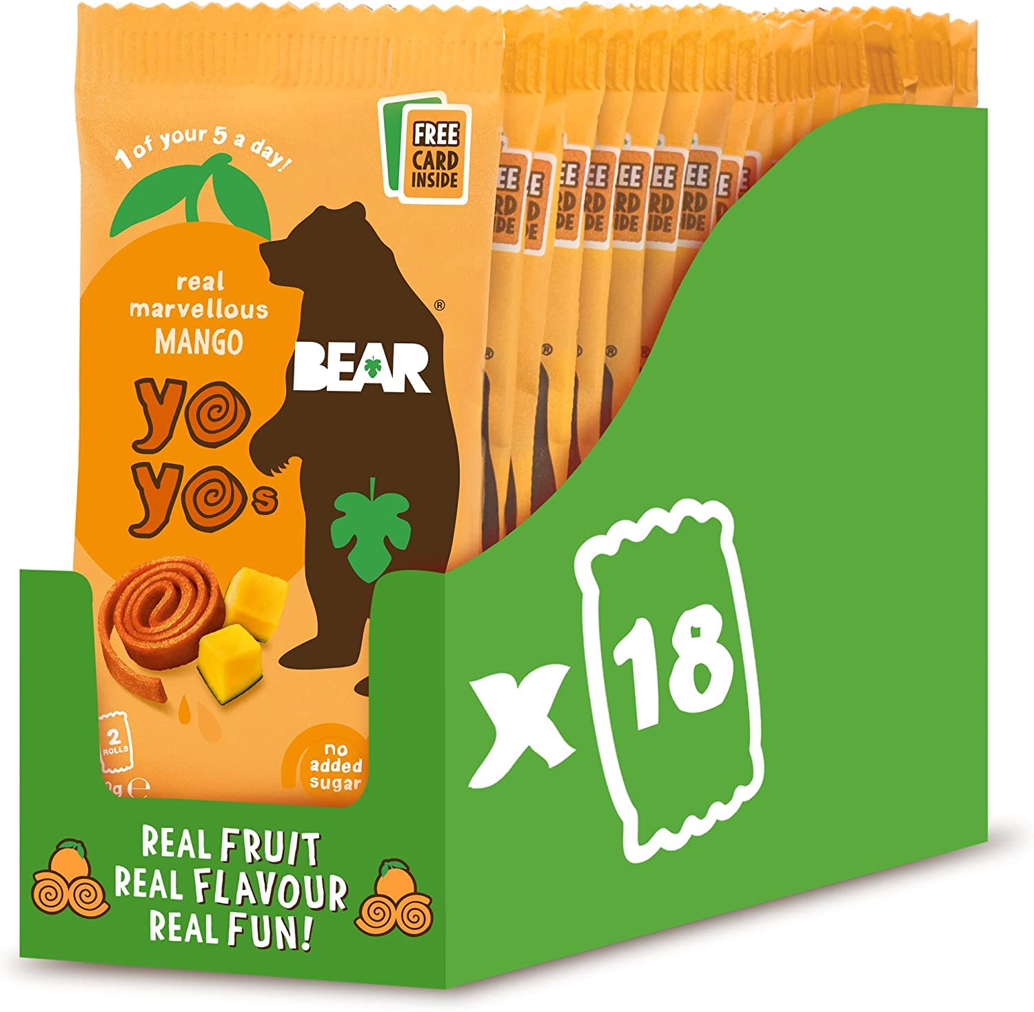 BEAR Mango Yoyos Fruit Rolls - 100% Real Fruit Snacks with Collectible Fact Cards (18 x 20 g) 7