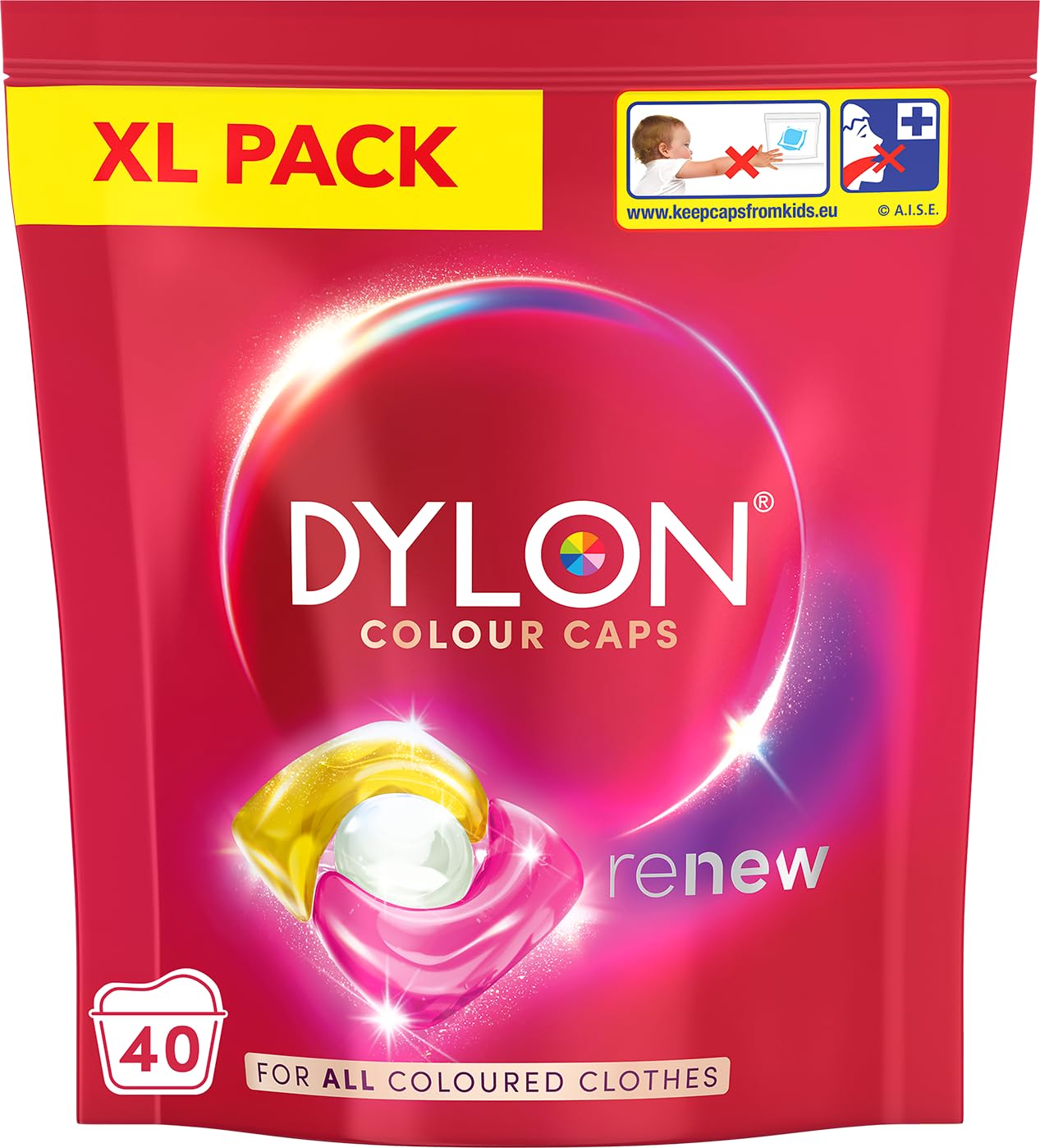 Dylon Colour Caps Laundry Detergent Capsules - 40 Wash Loads, Colour Renewal, Fresh Scent