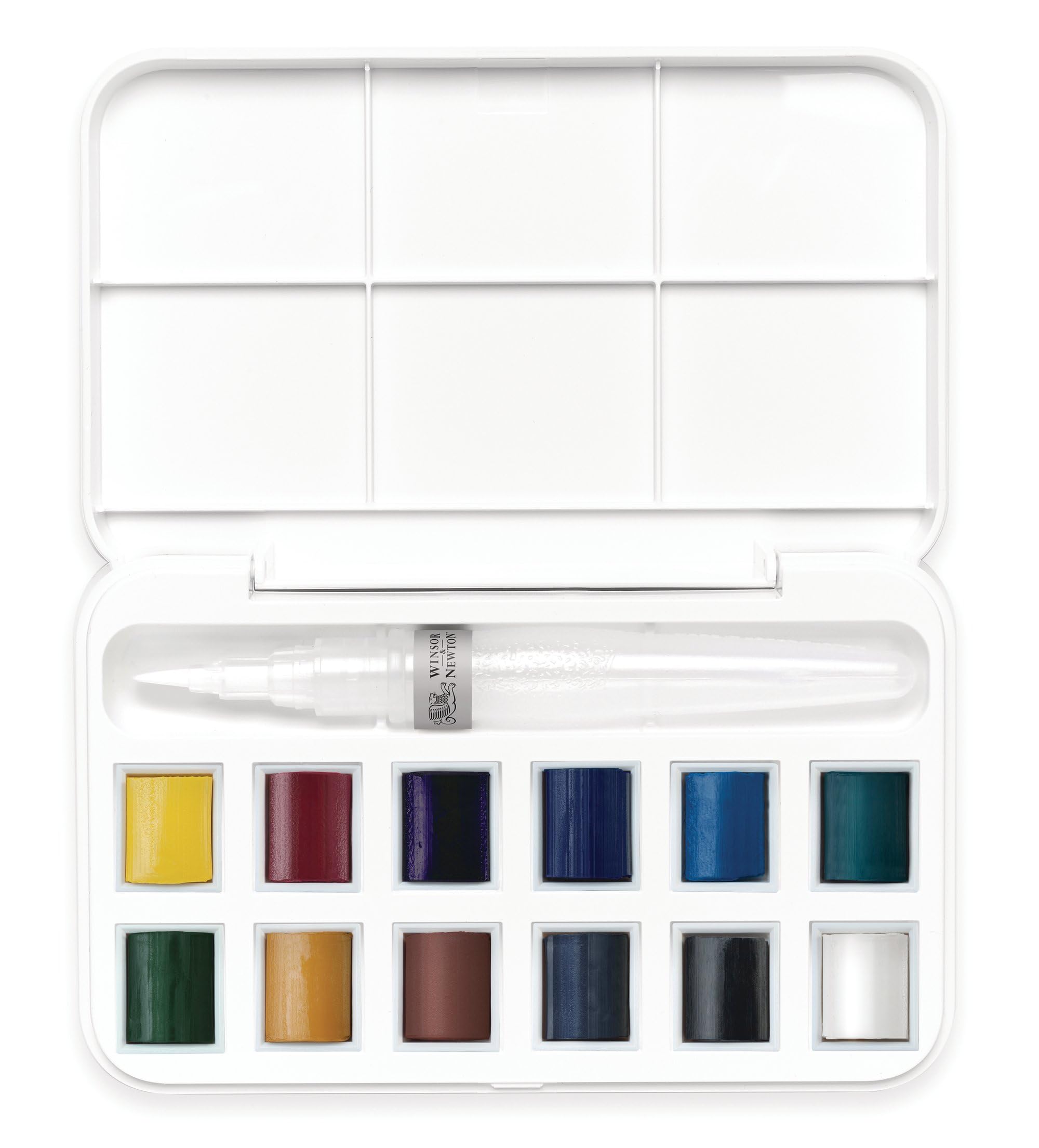 Winsor & Newton, Cotman Watercolour, 'Water Brush Pocket Set' , 12 x Half Pans + 1 x Water Brush