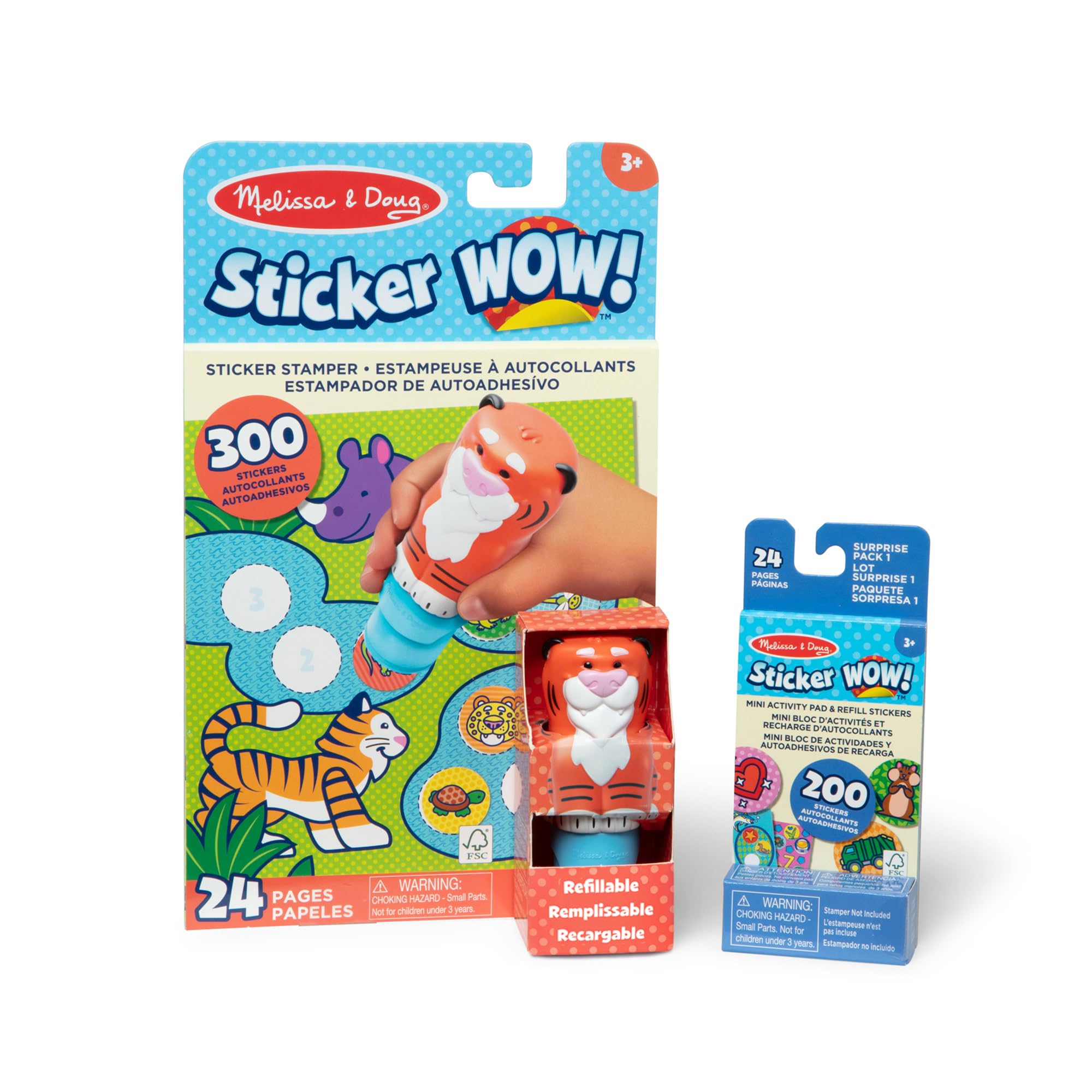 Melissa & Doug Sticker WOW! Tiger Bundle - 500 Safari Stickers, 2 Activity Pads | Multi-color