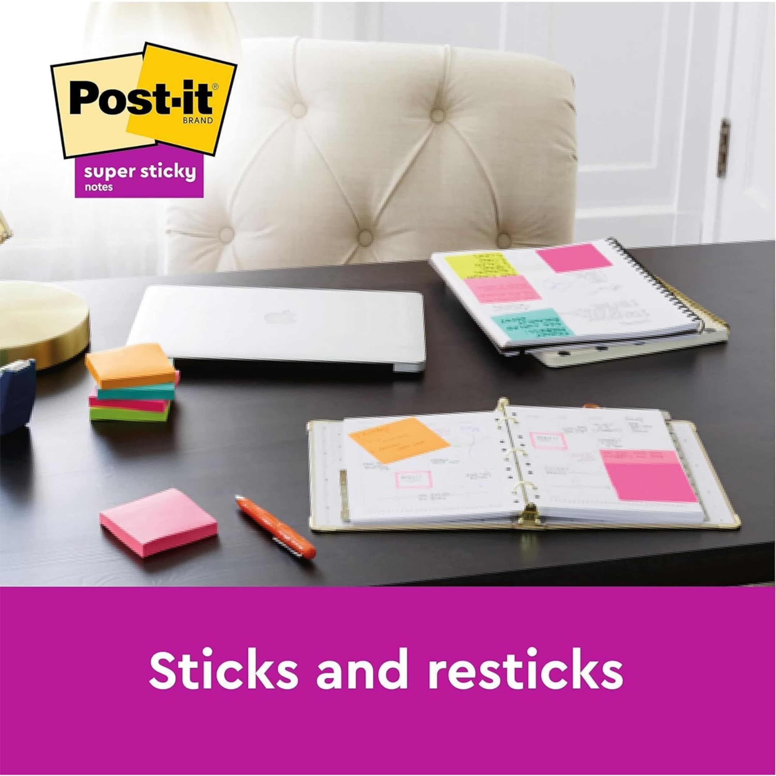 Post-it Super Sticky Notes - Carnival Colour Collection | 76 mm x 76 mm | 6 Pads of 90 Sheets 3