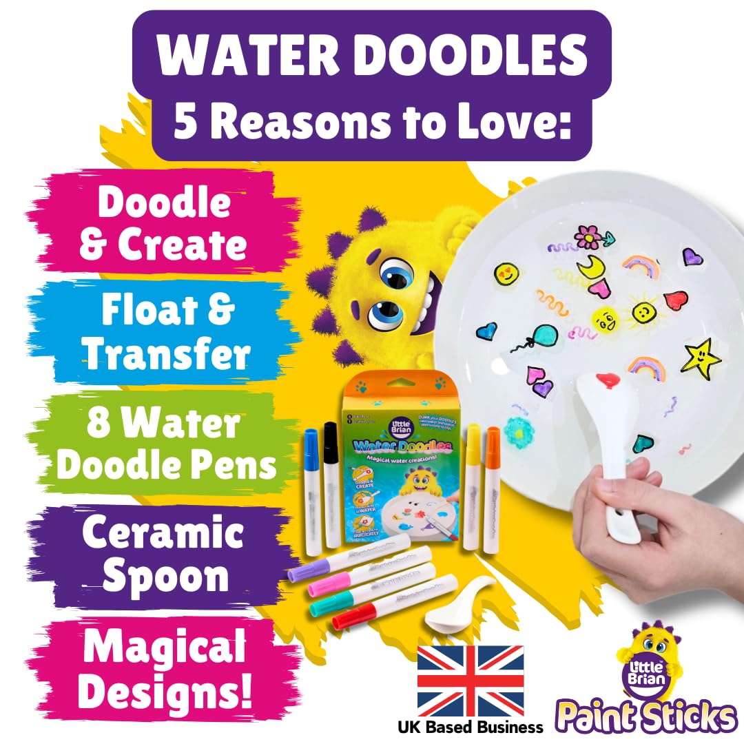 Little Brian Water Doodles - Magic Water Art Playset with 8 Pens & Ceramic Spoon 4
