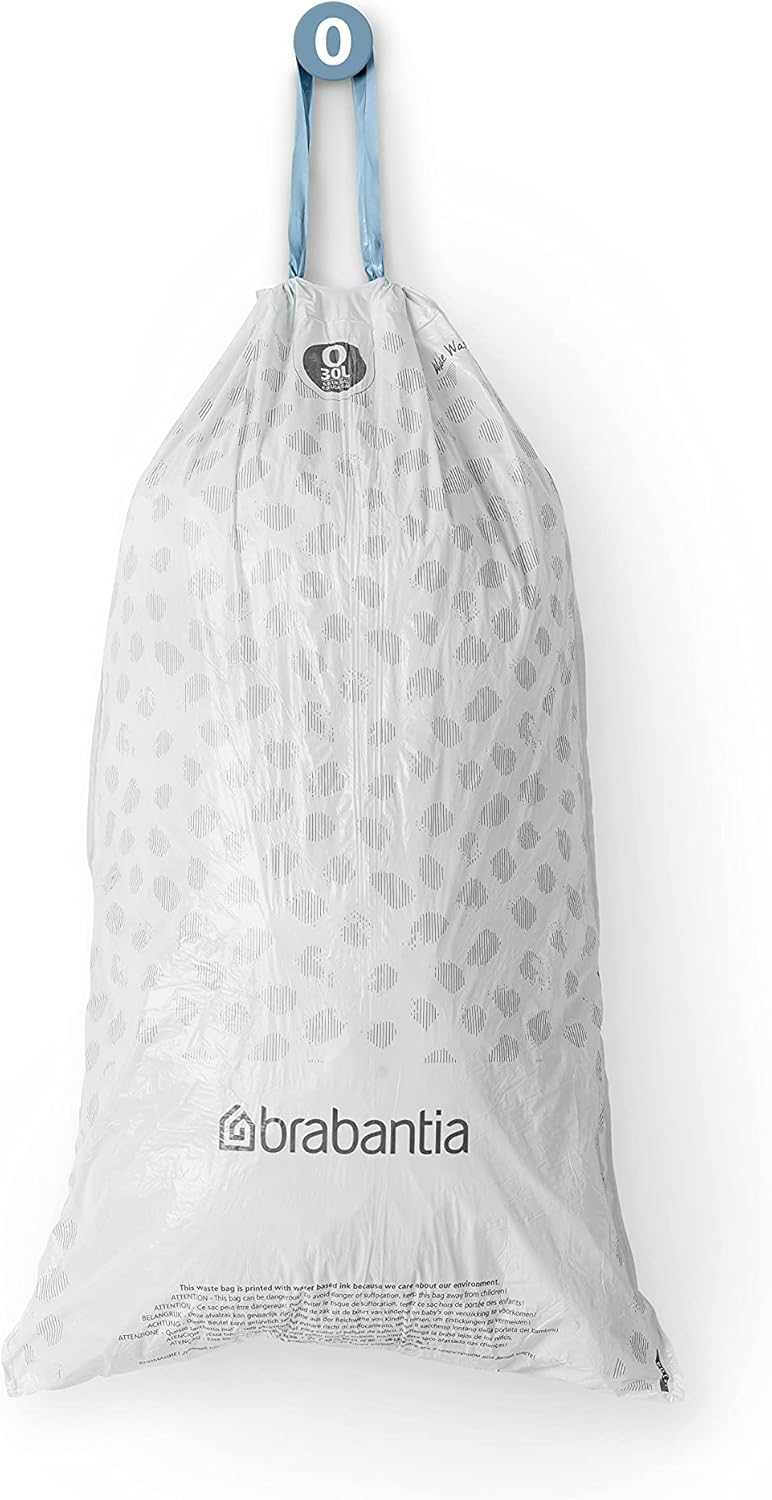 Brabantia PerfectFit Bin Liners Size O/30 Litre - Thick Plastic Trash Bags with Tie-Tape Handles (40 Pack) 5