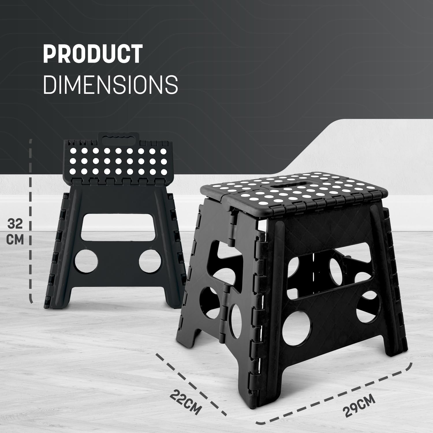 KEPLIN 13 Inch Heavy Duty Folding Step Stool | 150kg Capacity | Plastic