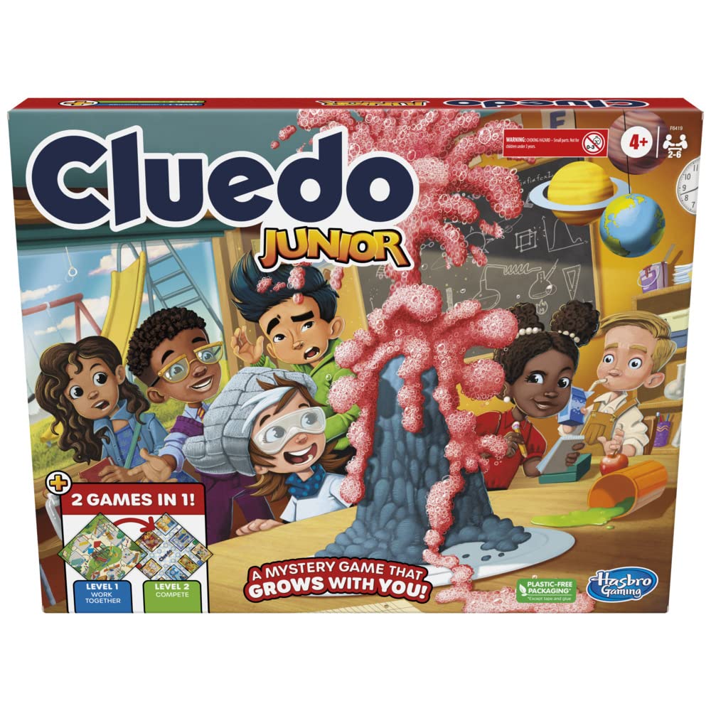 Hasbro Gaming Cluedo Junior Board Game, 2-in-1 Detective Game for Kids 4+ Years, Double-Sided Gameboard for 2-6 Players