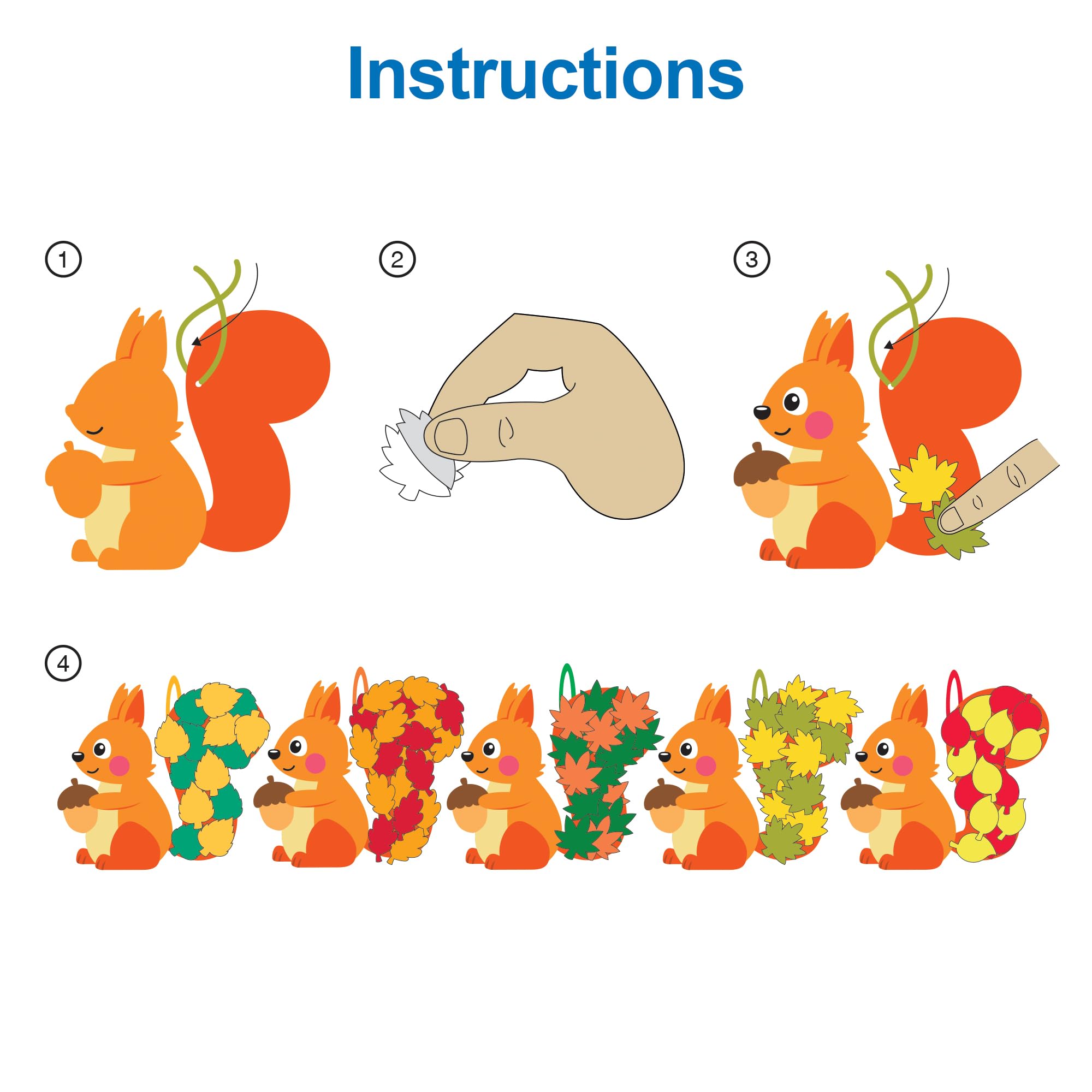 Baker Ross Leafy Squirrel Mix and Match Decoration Craft Kit - Pack of 5