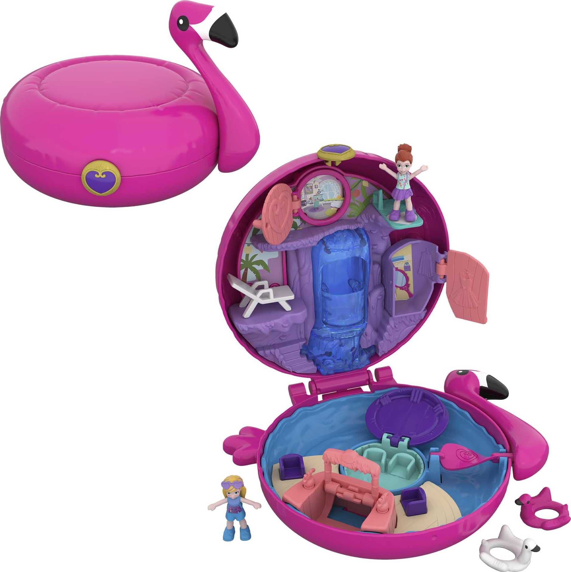 Polly Pocket Pocket World Flamingo Floatie Compact with Surprise Reveals, Micro Dolls & Accessories - Ages 4-10 10