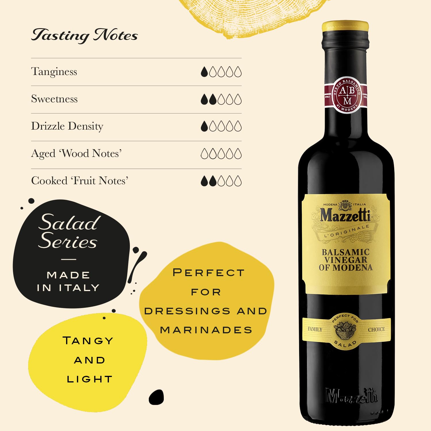 Mazzetti Yellow Label Core 2 Leaf Balsamic Vinegar of Modena 500ml