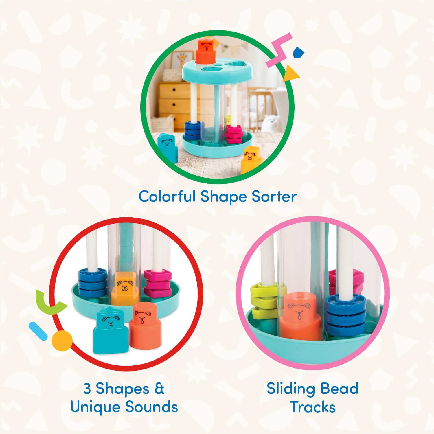 Battat BT2600Z Shapes & Sounds Sorter - Educational Toddler Toy for 18 Months+ 7