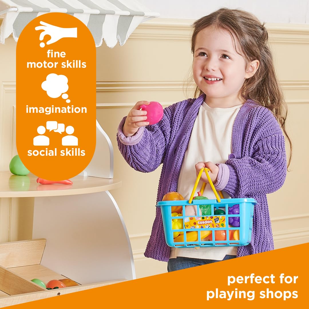 Casdon Fruit & Veg Assorted Toy Basket with 21-Piece Fruits and Vegetables Set for Pretend Play 6