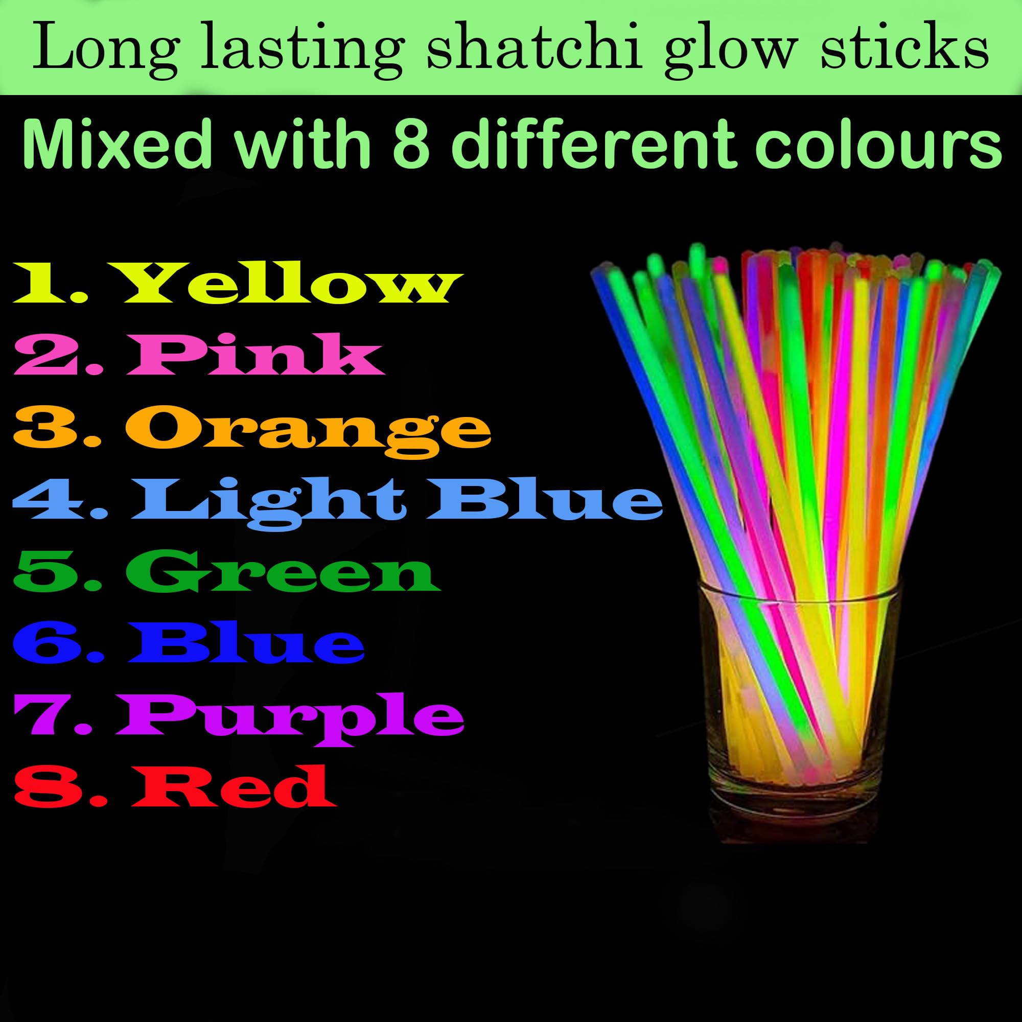 SHATCHI Glow Sticks Pack 400Pcs - Non-Toxic, Long-Lasting Neon Glowsticks for Parties | Unisex Children 6