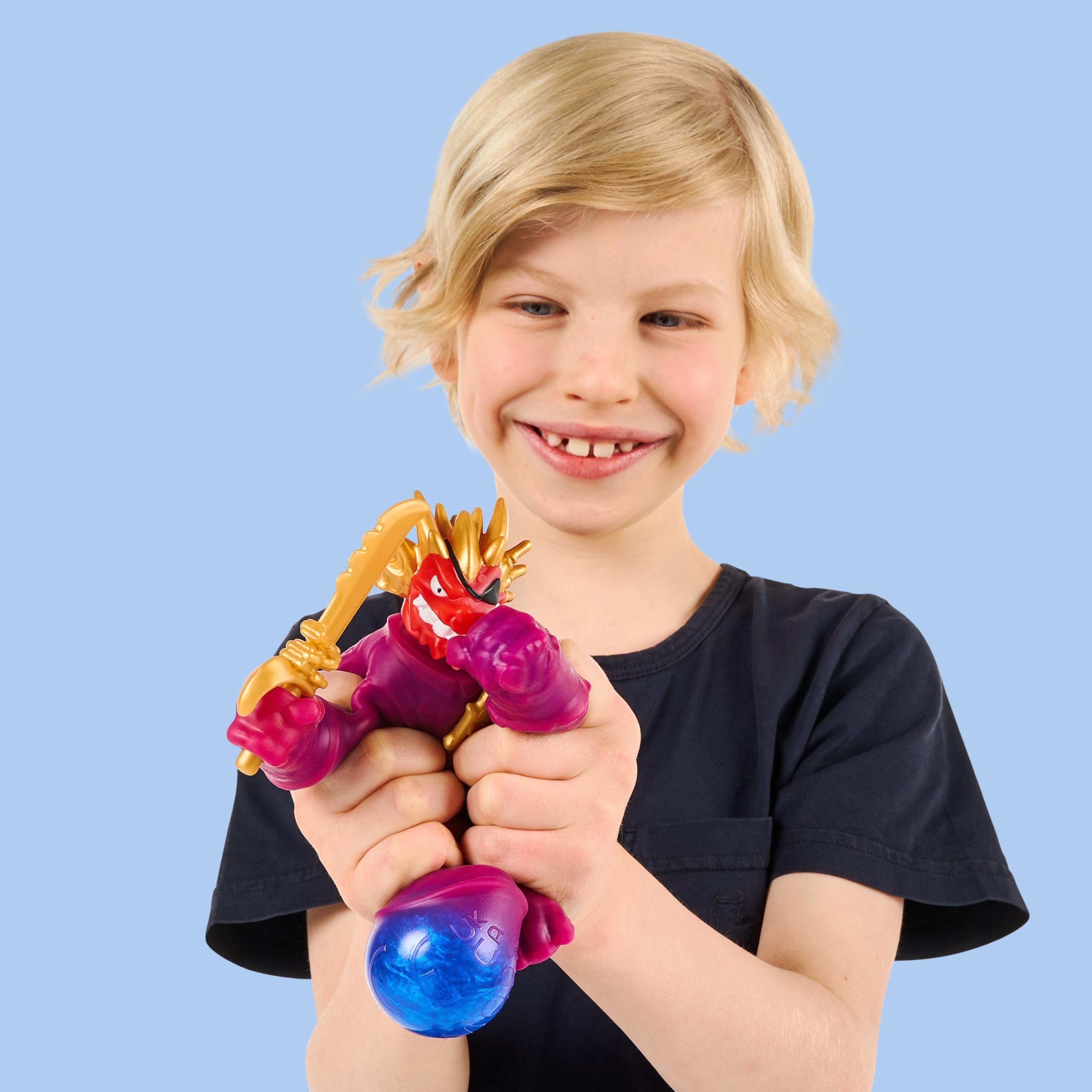 Heroes of Goo Jit Zu Cursed Goo Sea Blazagon - Stretchable Action Figure with Color-Changing Curse Feature