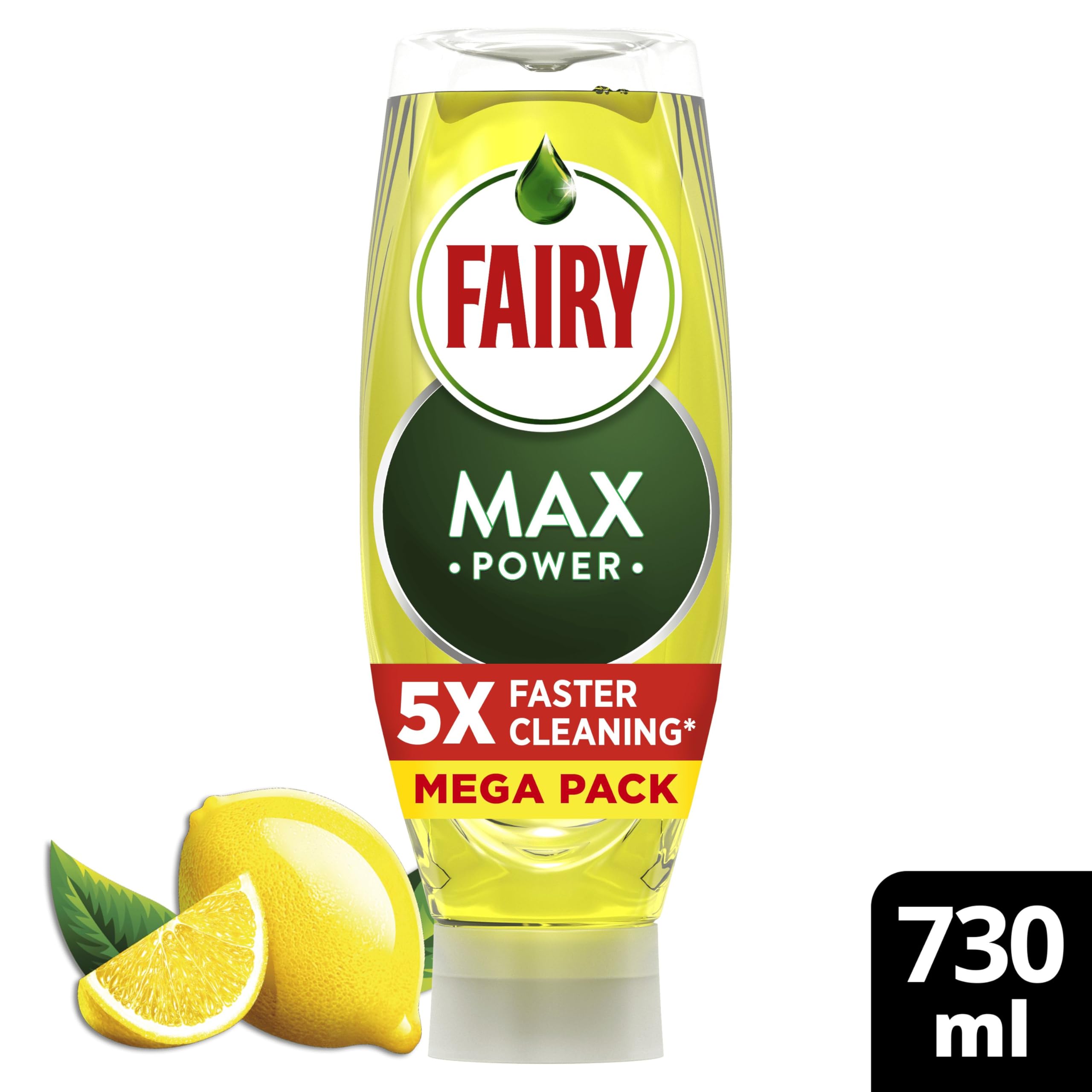Fairy Max Power Washing Up Liquid Lemon 730ML - Easy and Effortless Cleaning