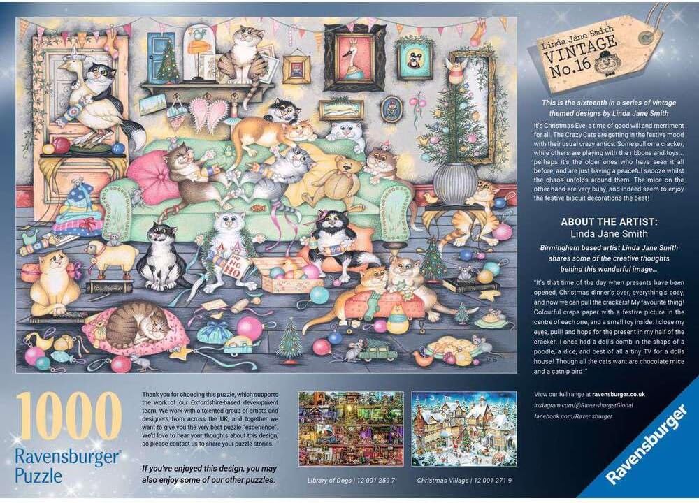 Ravensburger Crazy Cats Christmas Cracker 1000 Piece Jigsaw Puzzle