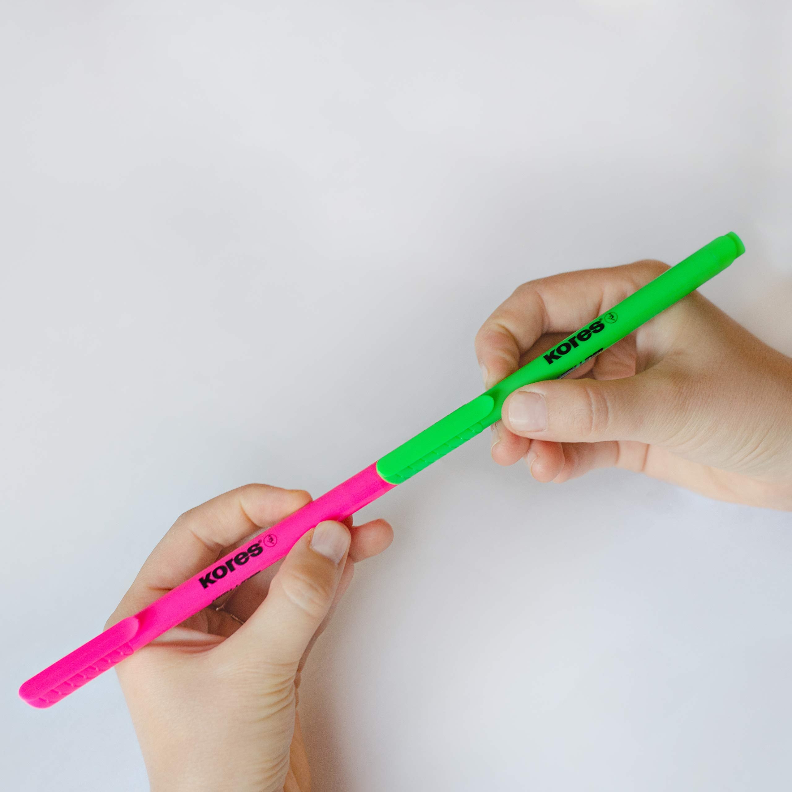 Kores High Liner Neon Highlighter Pens - Set of 4 | Chisel Tip 1-4mm | Water-Based Ink 4