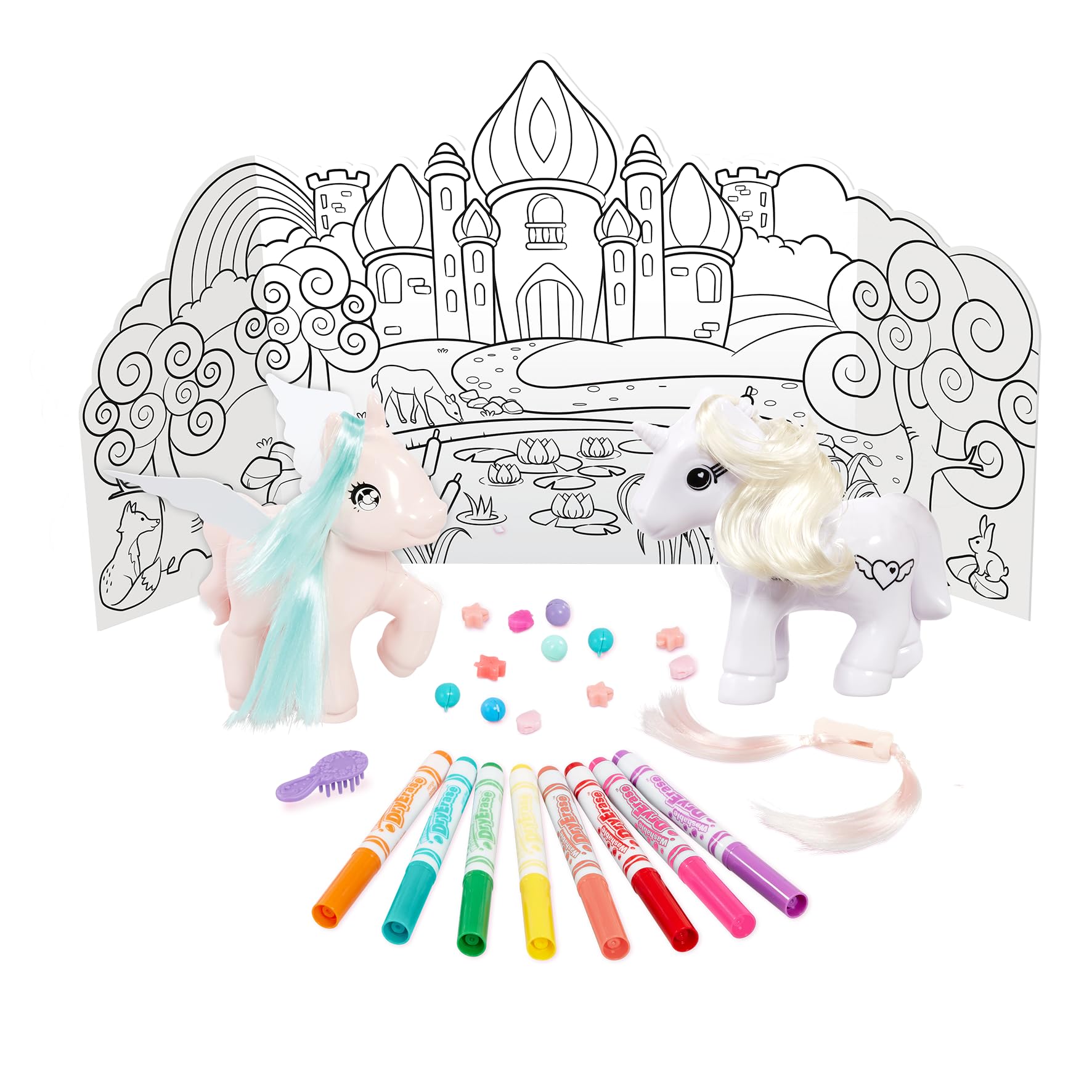 Crayola Colour 'n' Style Unicorn & Pegasus Twin Pack - Creative Arts & Crafts Playset for Kids 4
