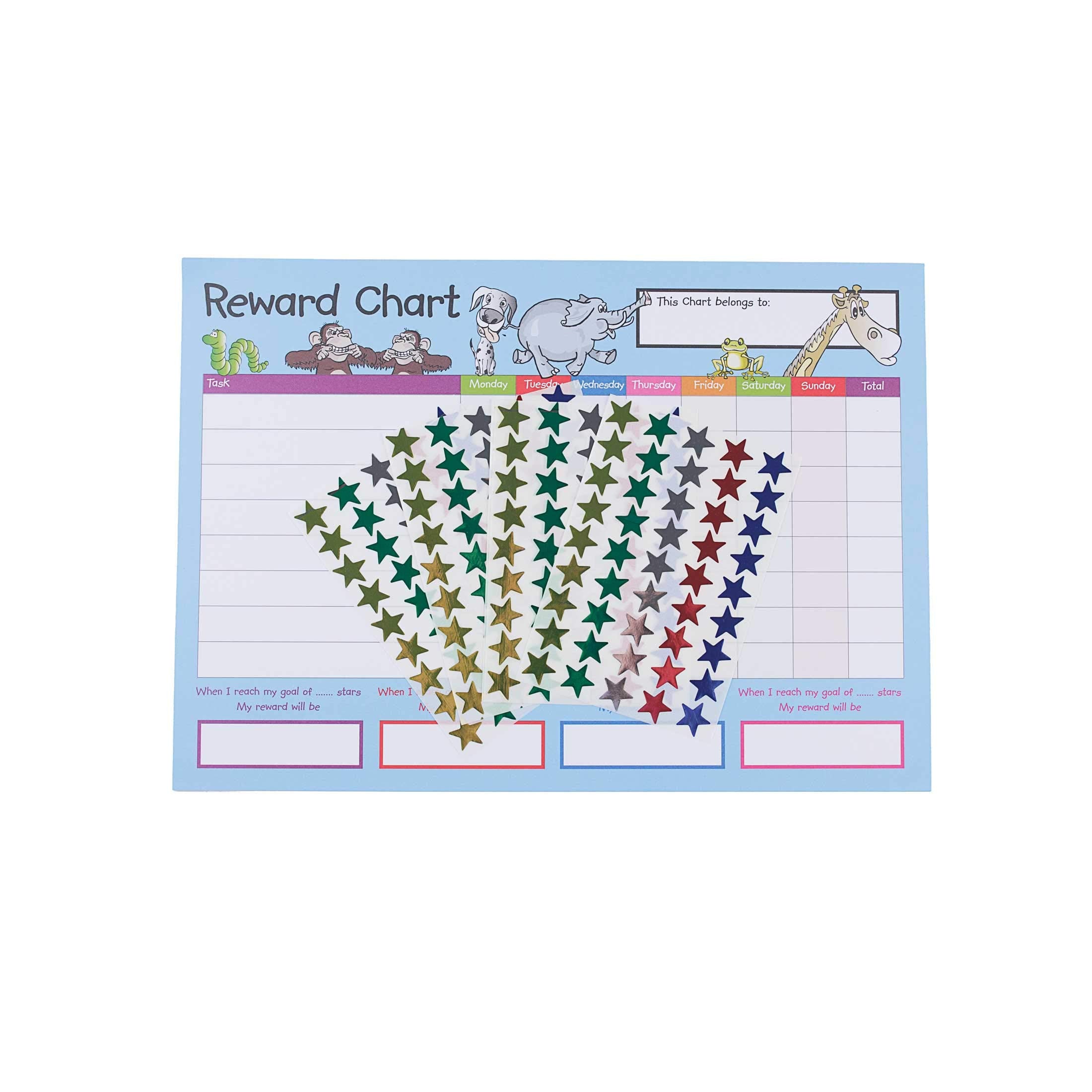 House of Card & Paper Reward Chart Set - 4 Charts & 225 Foil Star Stickers | Early Learning Motivation 2
