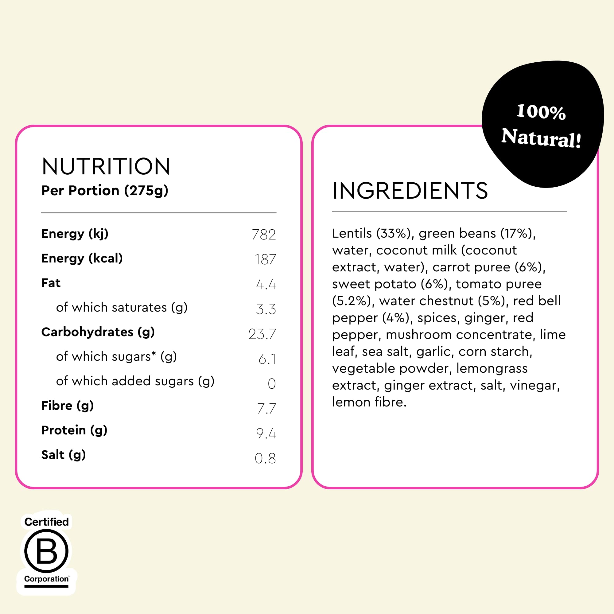 Fiid Thai Lentil & Sweet Potato Curry - 100% Natural Vegan Microwave Meal 4