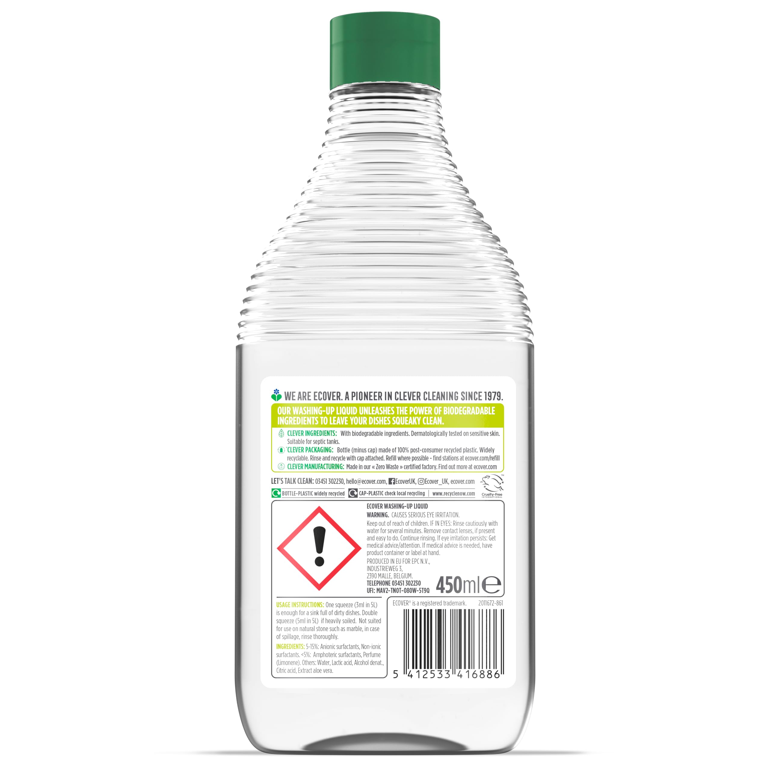 Ecover Washing Up Liquid - Tough on Grease, Fresh Scent, Plant-Based Formula 3