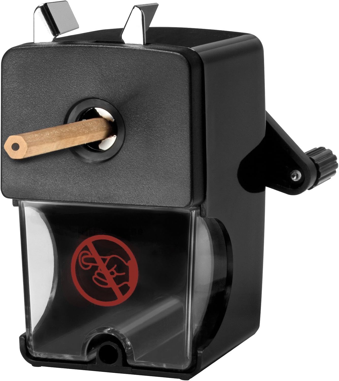 Westcott Manual Pencil Sharpener - Black, Table Clamp Fixture | Fits 7-12mm Pencils | Plastic Metal