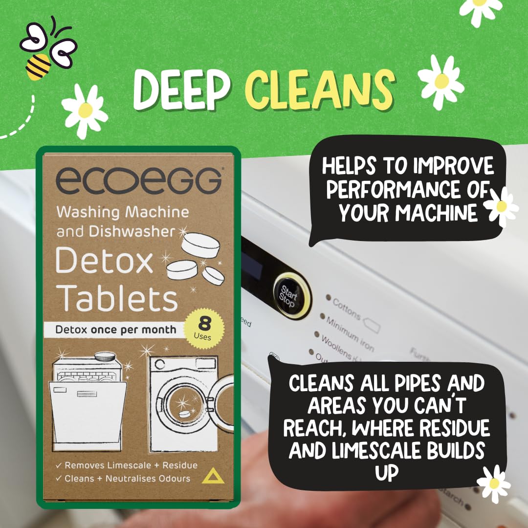 Ecoegg - Detox Tablets for Washing Machine and Dishwasher, 8 Tablets