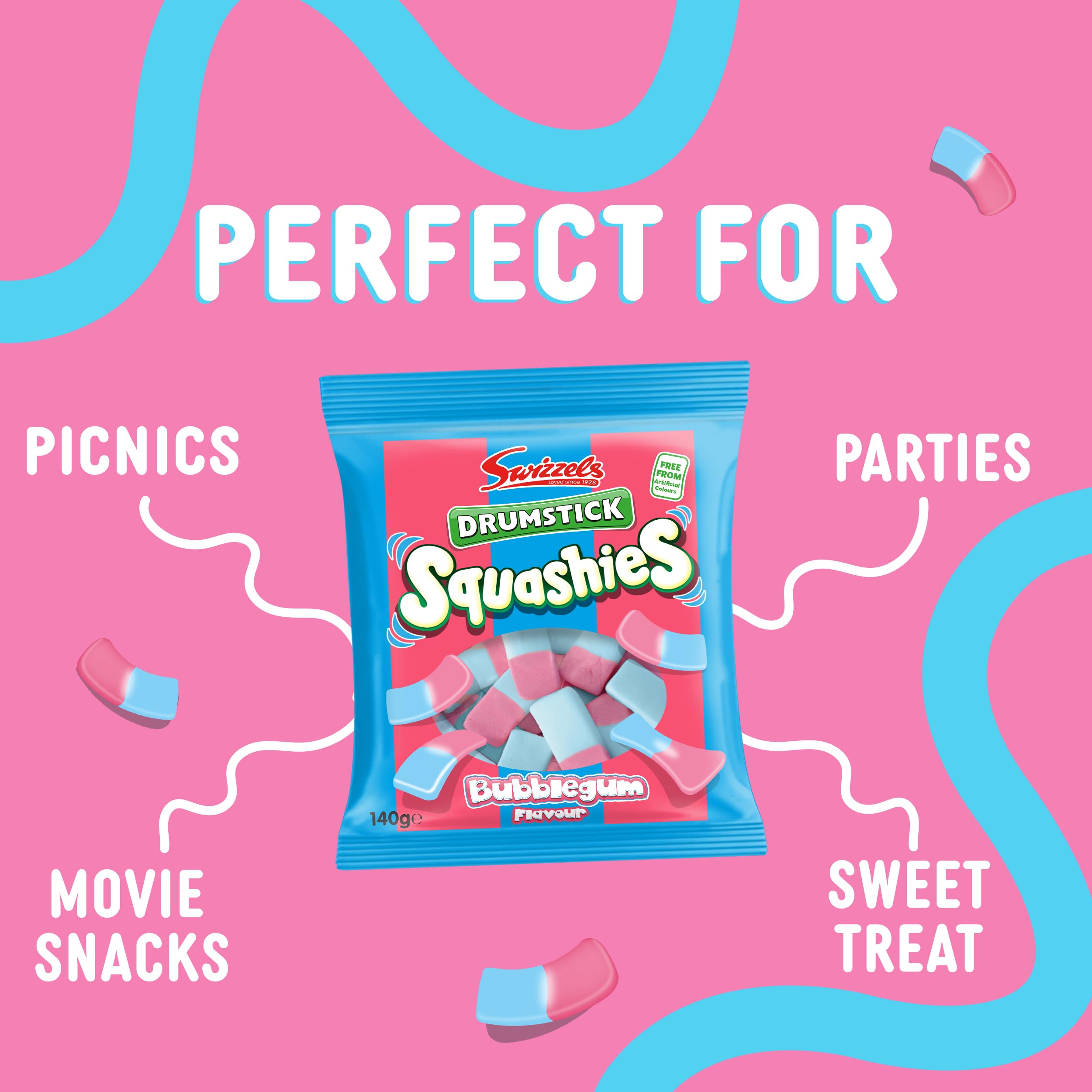 Swizzels Squashies Süßigkeiten – Kaubonbon mit Kaugummigeschmack – 140 g