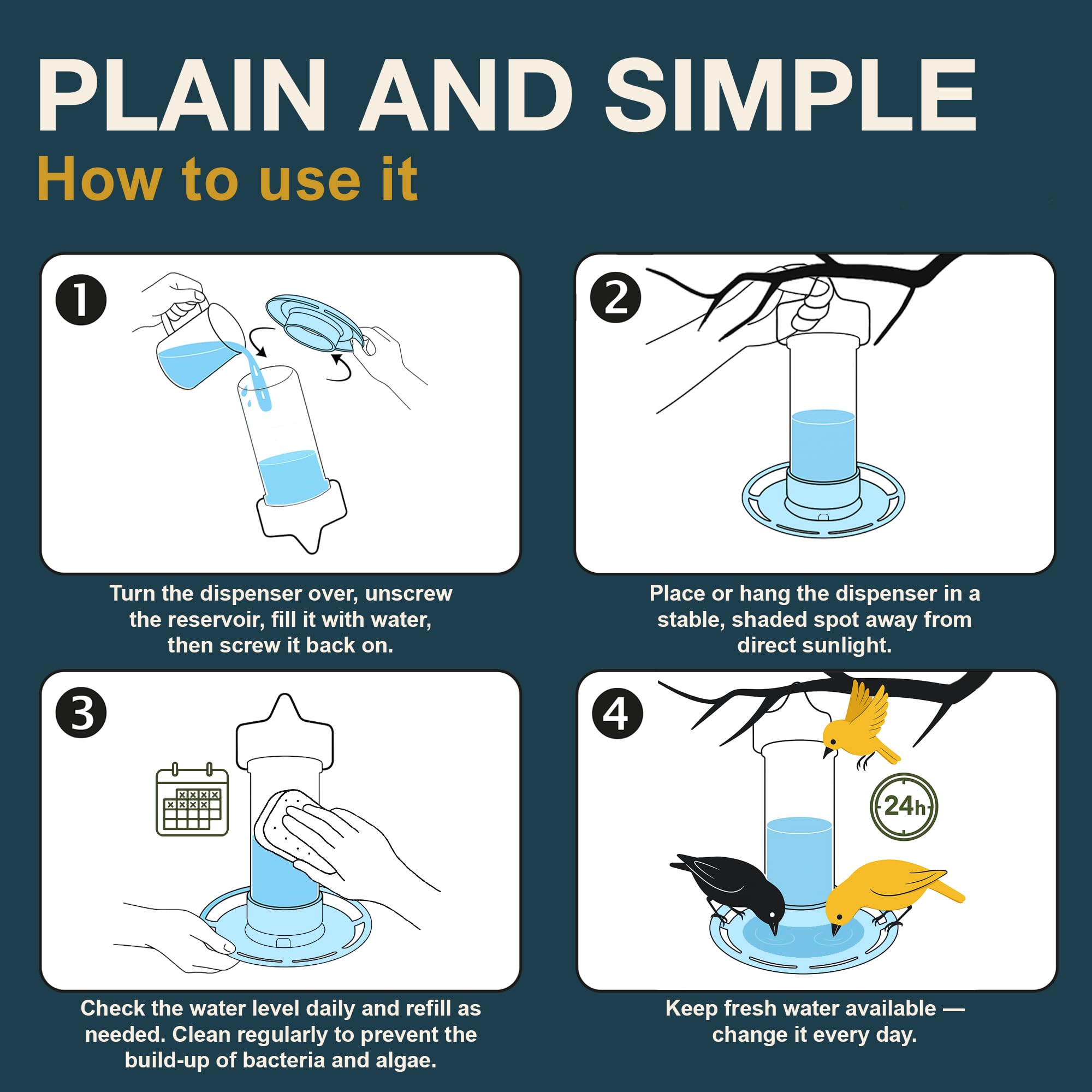 SWISSINNO Bird Waterer "Zug" - UV Resistant, Light Blue, Durable PC/ASA Plastic 9