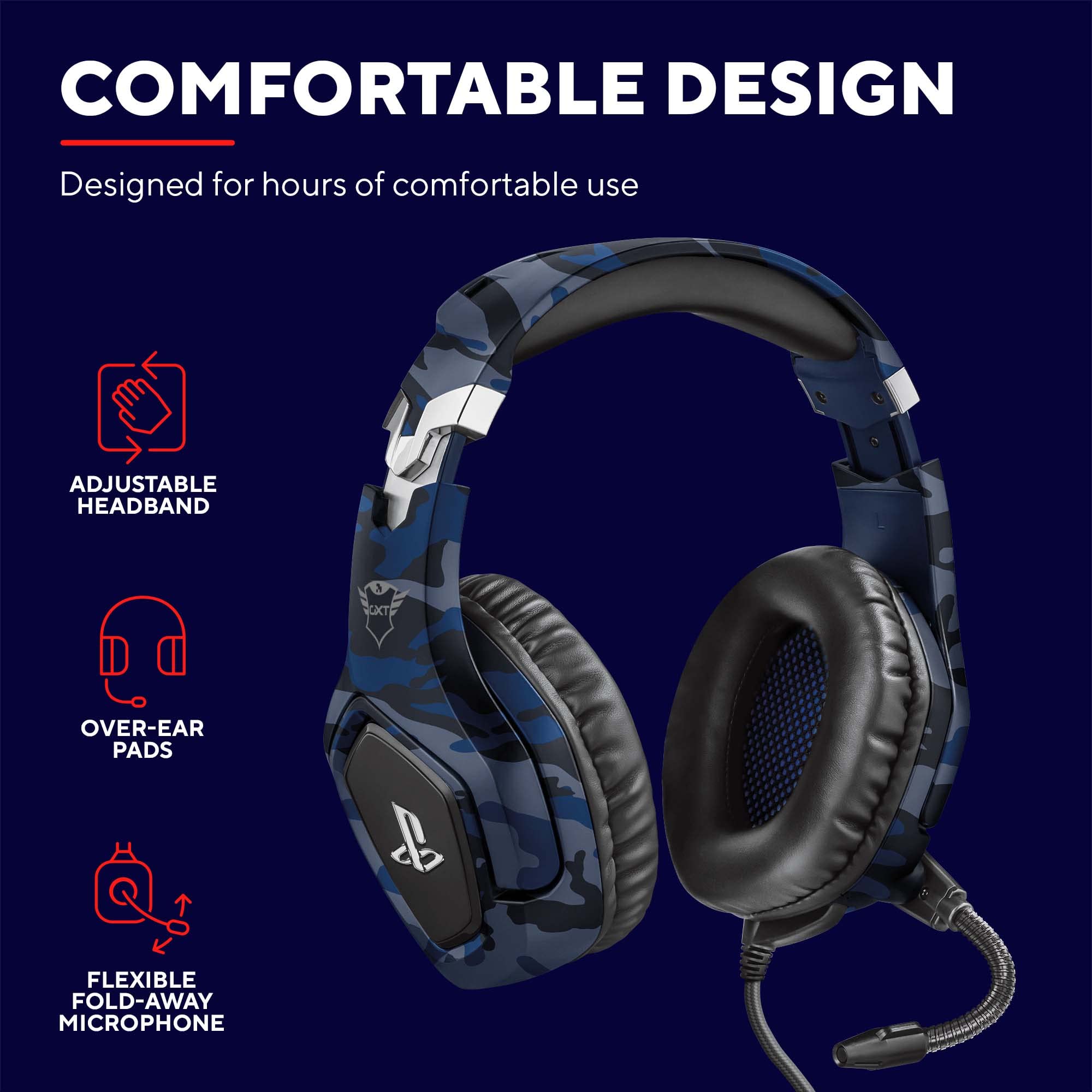 GXTrust GXT 488 Forze-B Gaming Headset - Officially Licensed for PS4/PS5 | 50mm Drivers | Blue 5