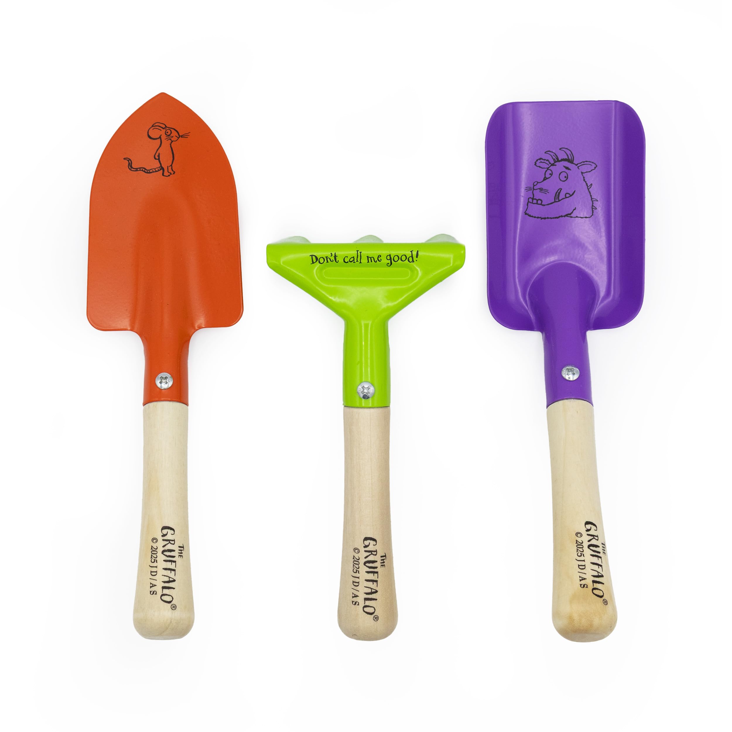 Robert Frederick Gruffalo Children's Garden Tool Set - 3 Piece Metal Tools with Wooden Handles | Multicoloured