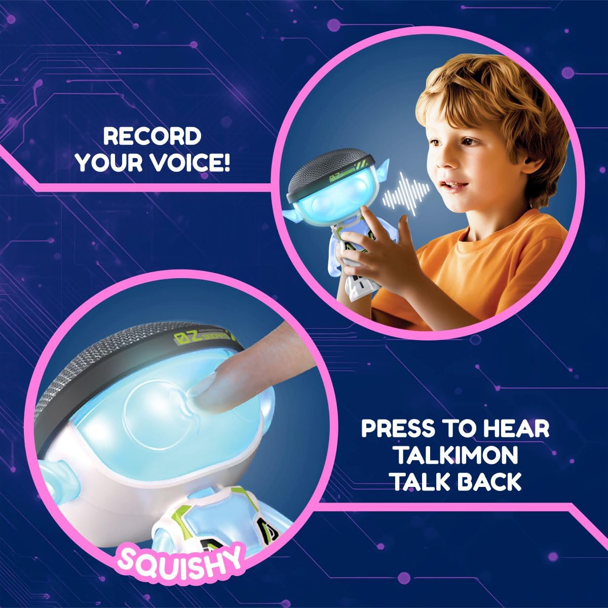 Talkimon Interactive Talkback Buddy - Voice Changer with LED Light Up Face, Sensory Toy for Kids 3
