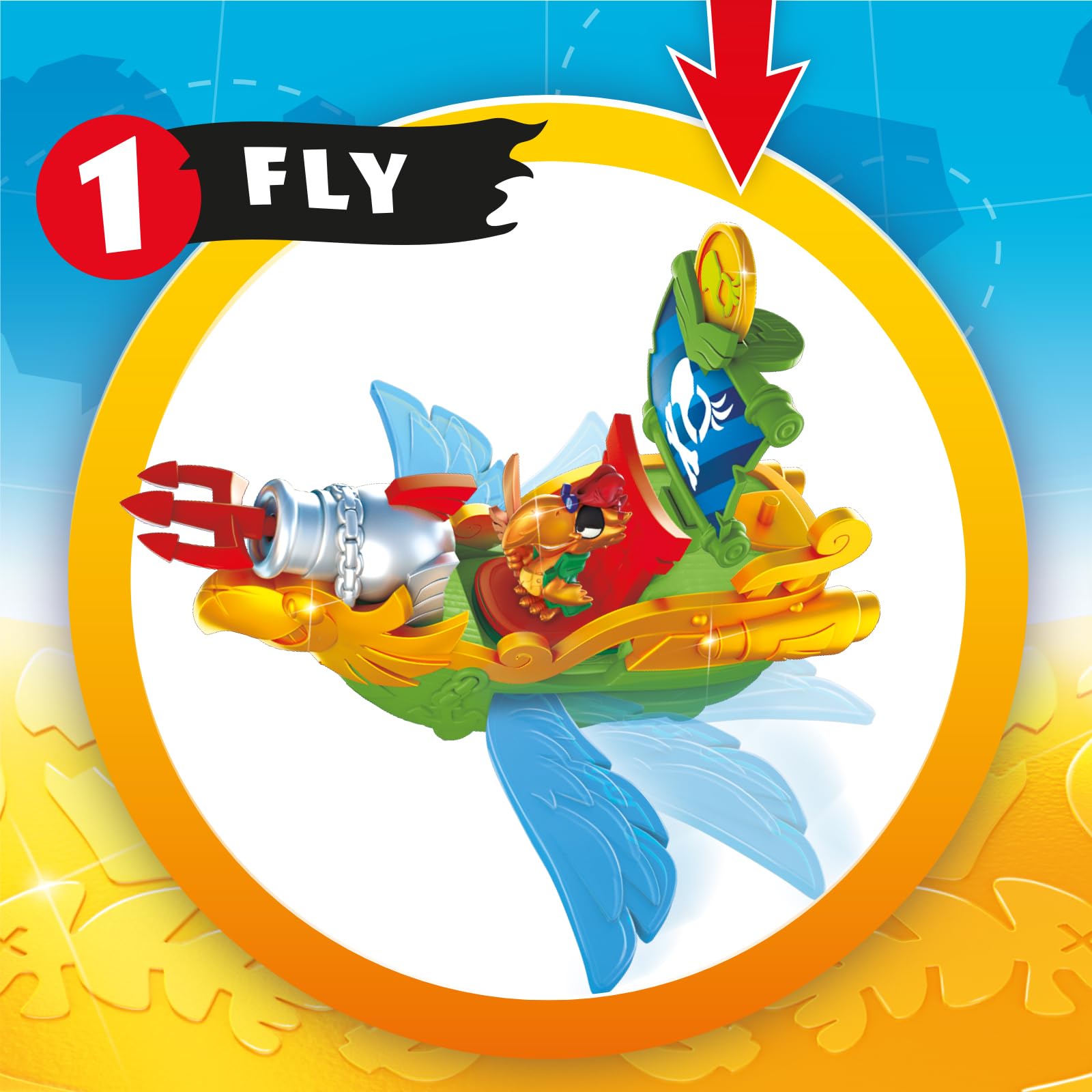 PIRATIX Sky Hunter Pirate Ship Playset - Parrot-Shaped Adventure Vehicle with Flapping Wings & Cannon for Kids 3+ 4