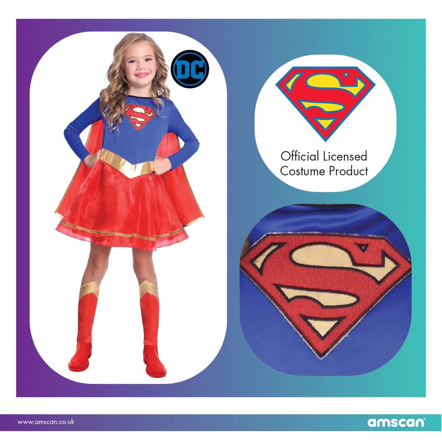 amscan Warner Bros. DC Comics Supergirl Classic Fancy Dress Costume - Age 10-12 Years